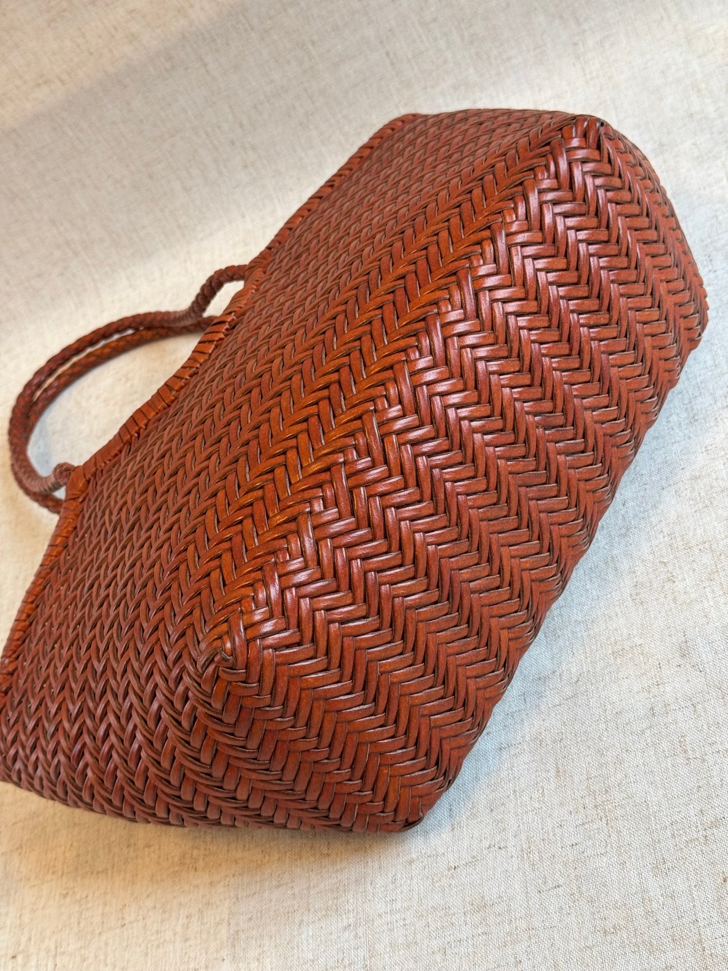 Borsa a spalla Capri - misura piccola, vera pelle tamponato intrecciato
