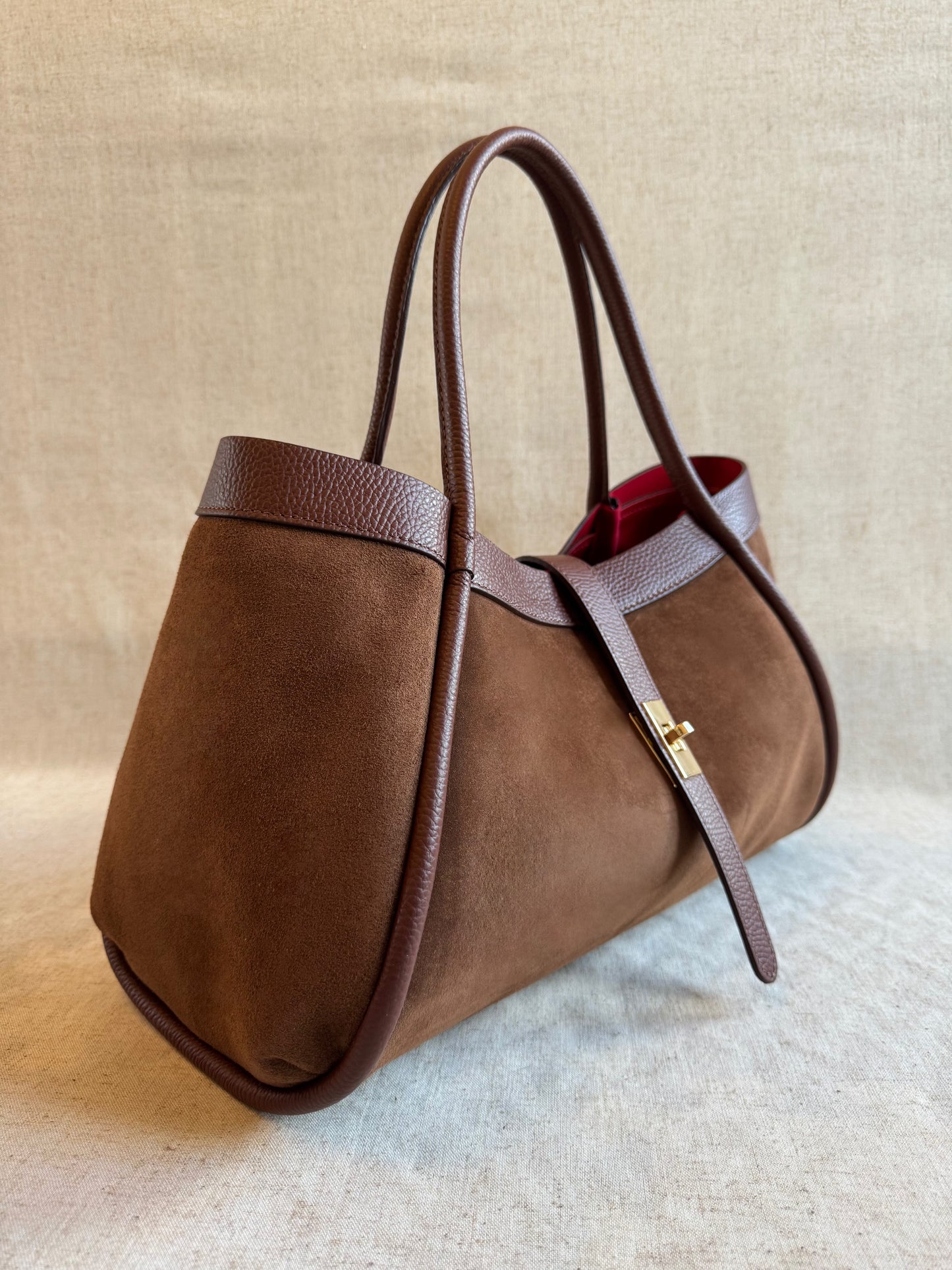 Maxi borsa Carla - camoscio, con tracolla lunga