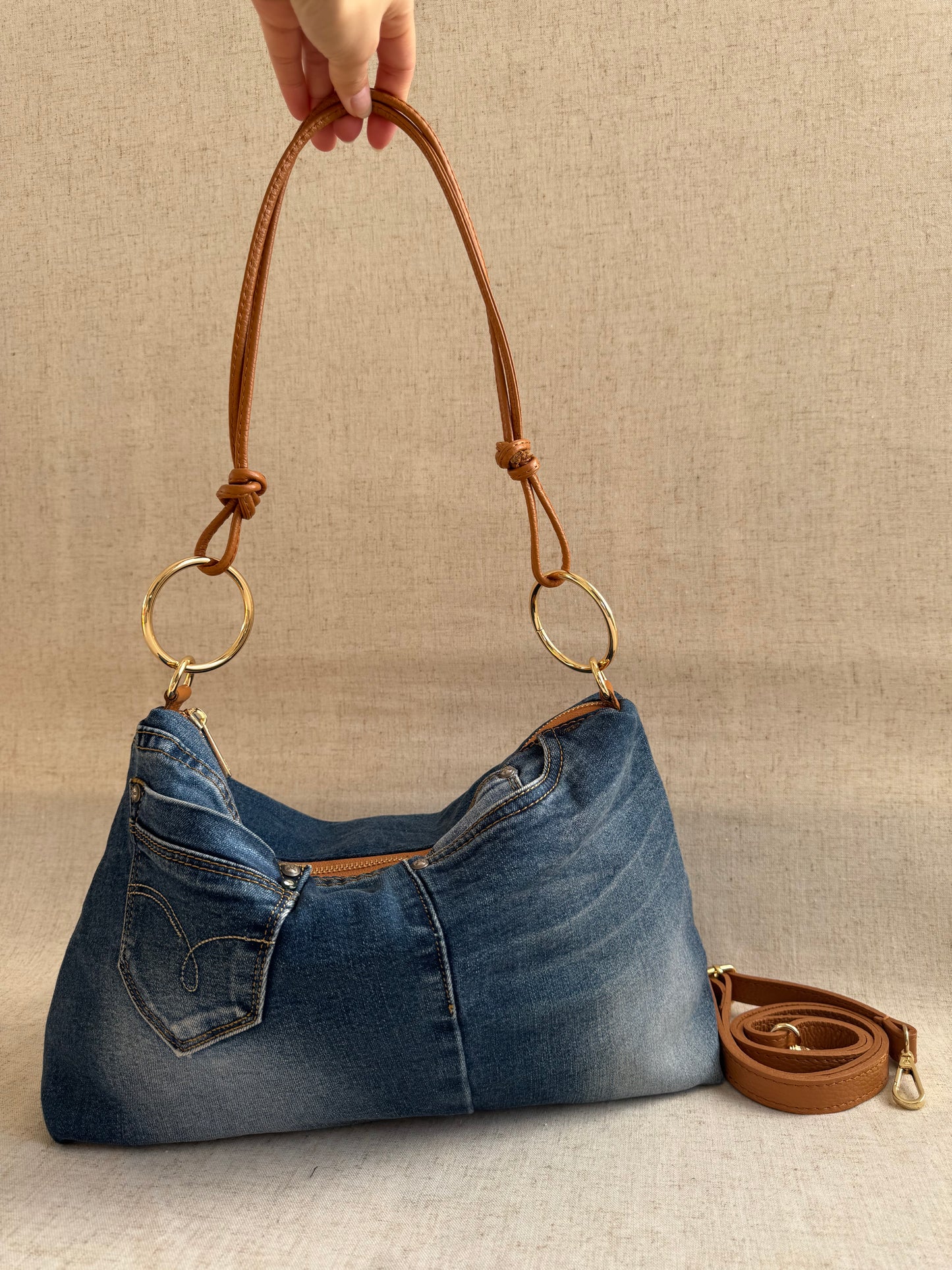 Borsa in jeans Agata - con tracolla