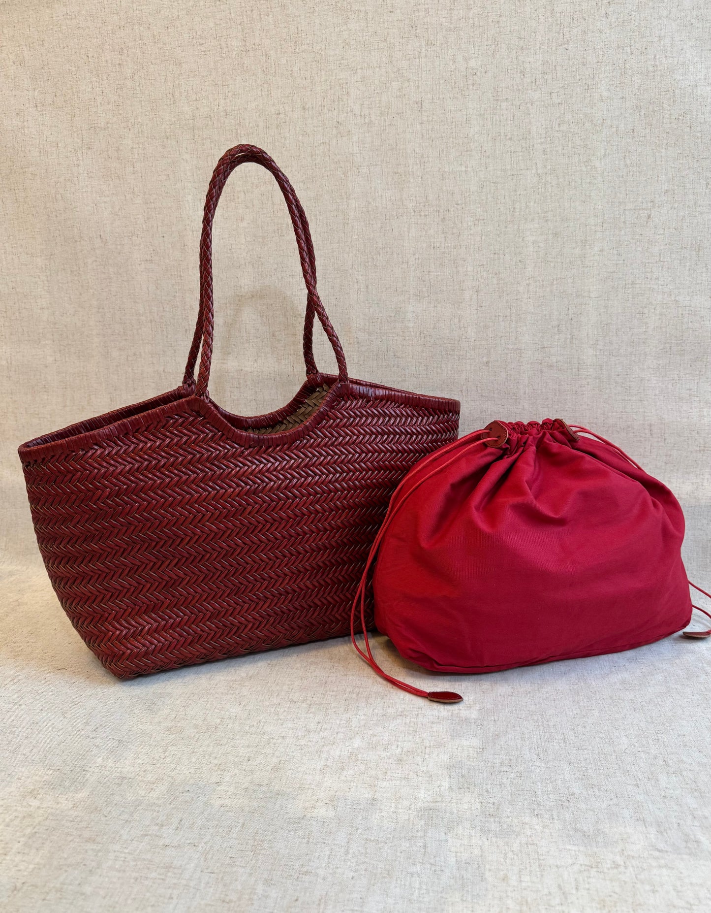Maxi borsa a spalla Capri - misura grande, vera pelle tamponato intrecciato