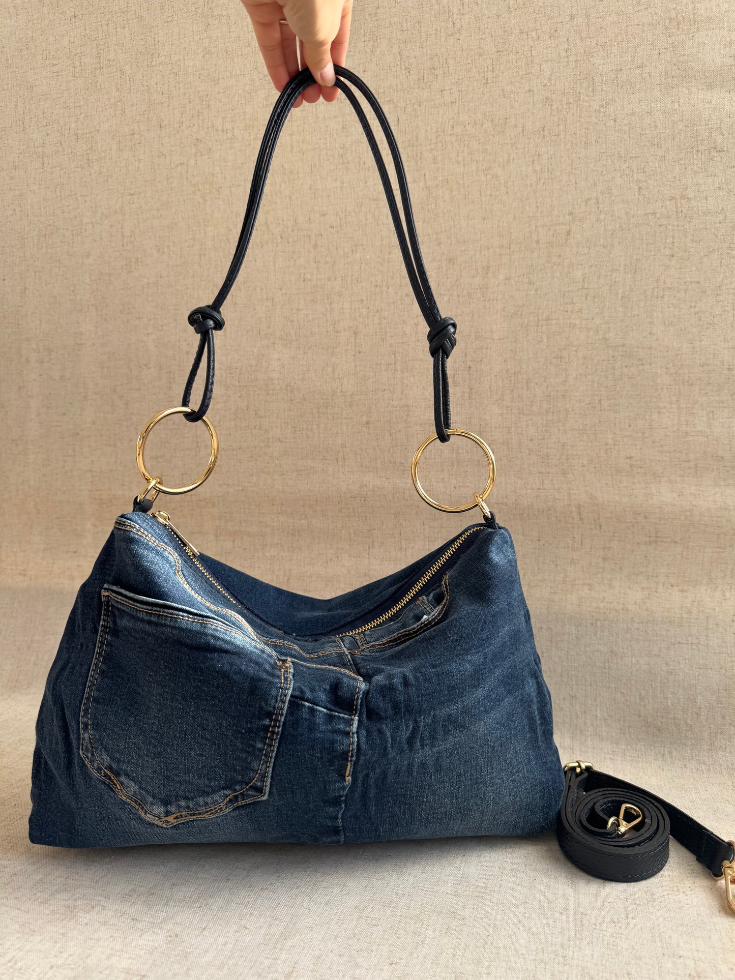 Borsa in jeans Agata - con tracolla