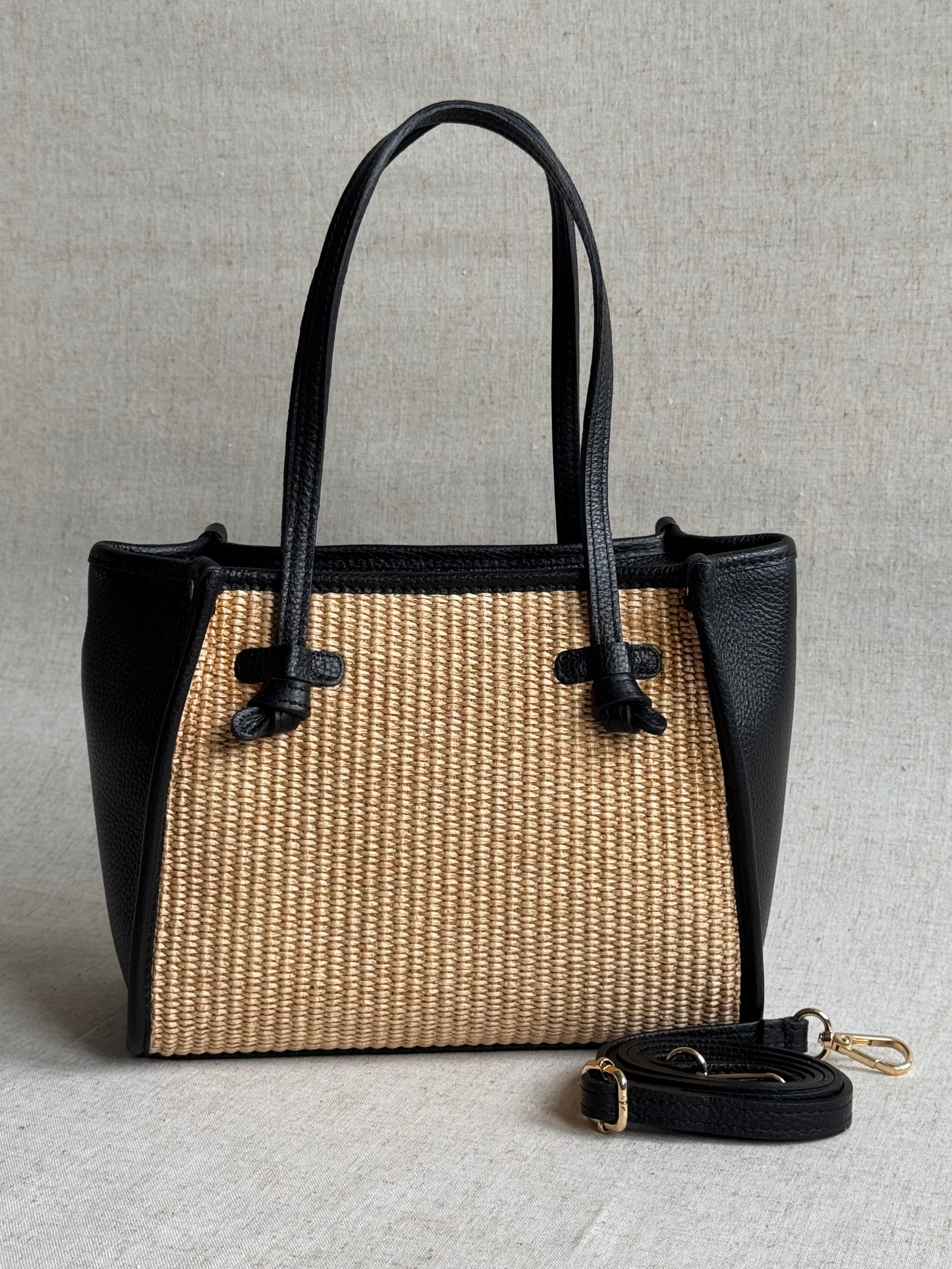 Borsa a spalla Riviera - rafia, con tracolla lunga