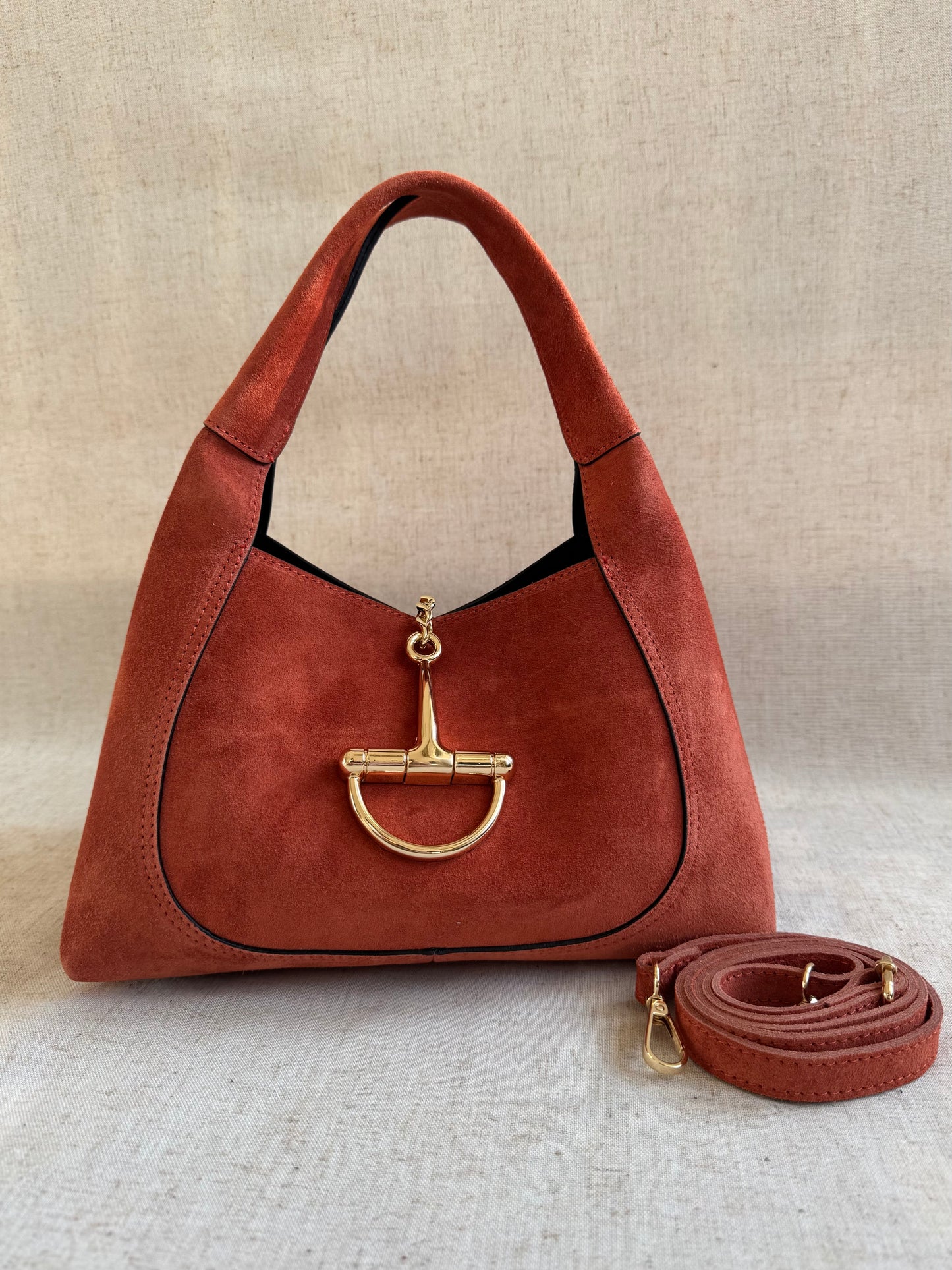 Borsa Gabriella - camoscio, misura piccola con tracolla lunga