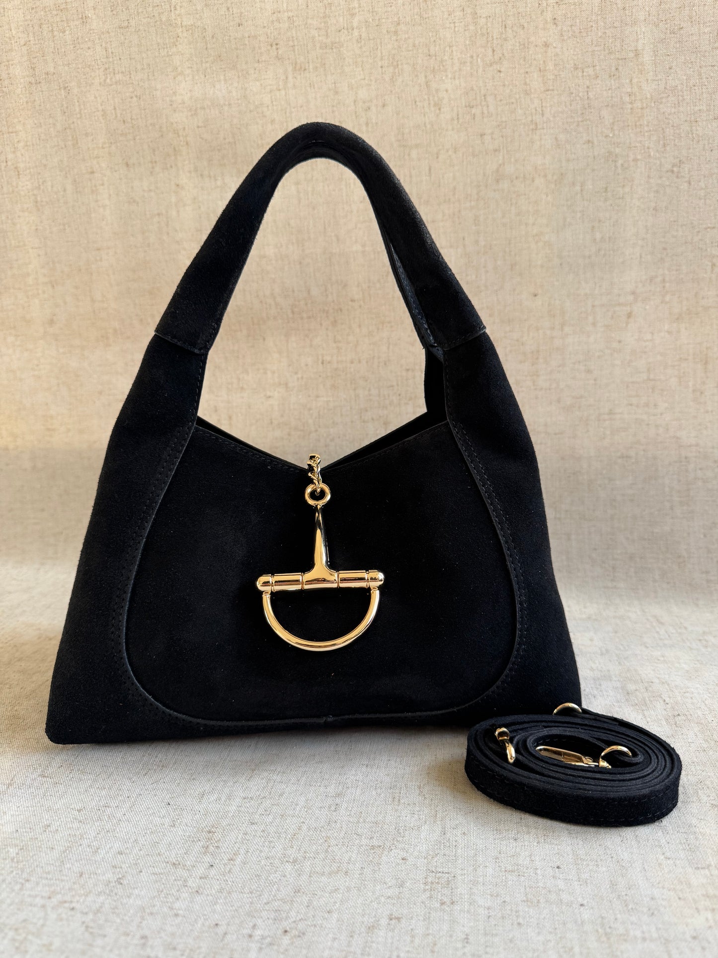 Borsa Gabriella - camoscio, misura piccola con tracolla lunga