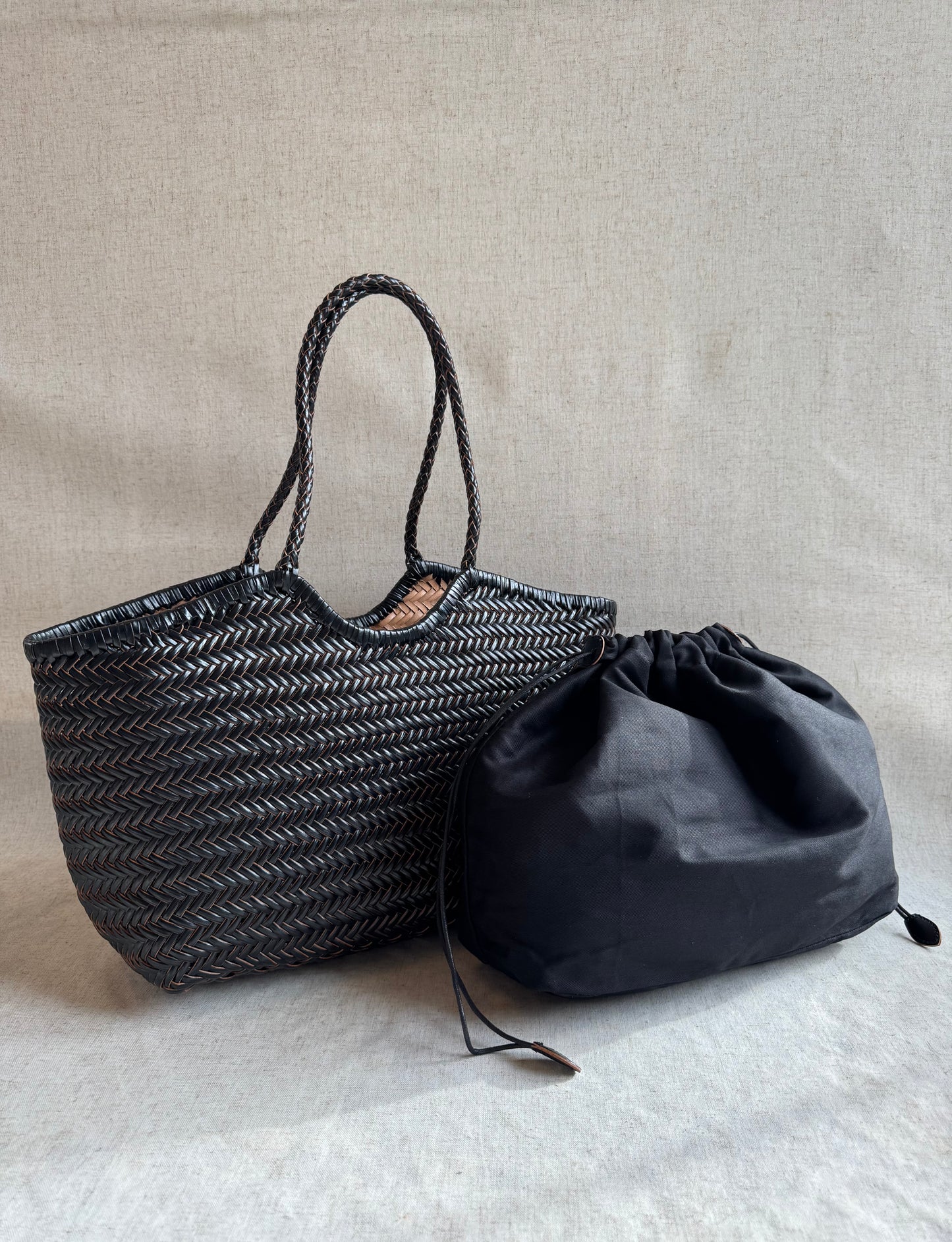 Maxi borsa a spalla Capri - misura grande, vera pelle tamponato intrecciato