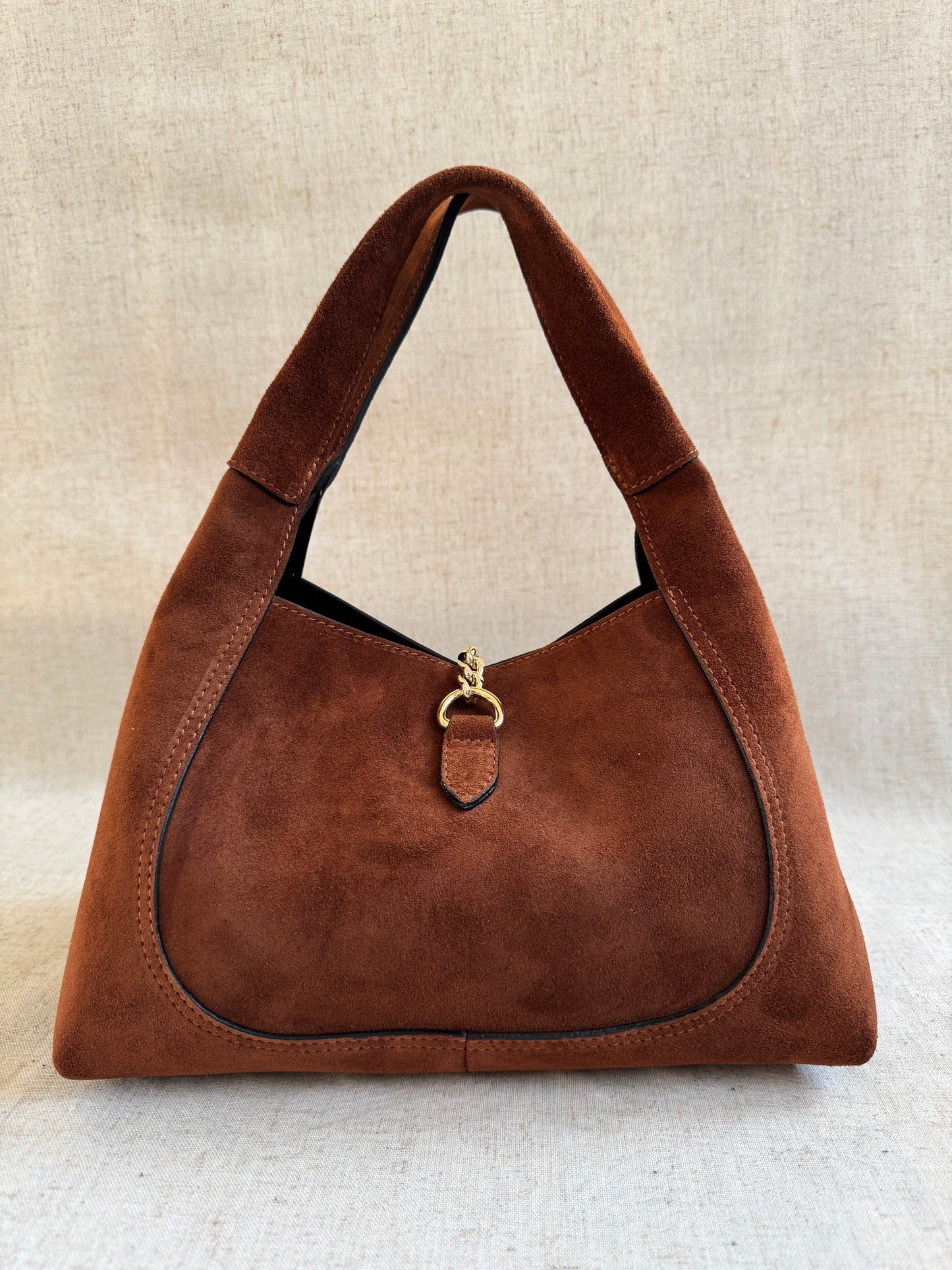 Borsa Gabriella - camoscio, misura piccola con tracolla lunga