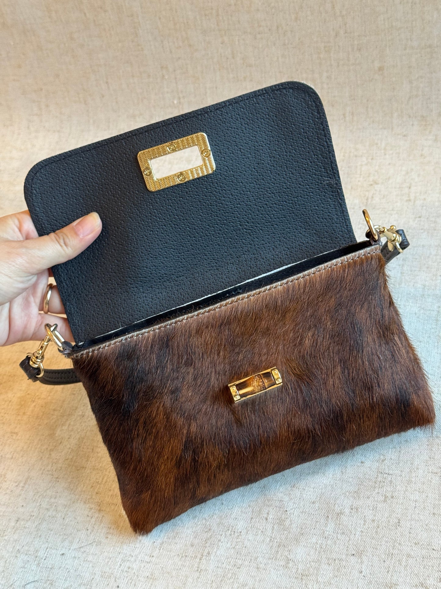 Borsa a spalla Eva - cavallino, con tracolla