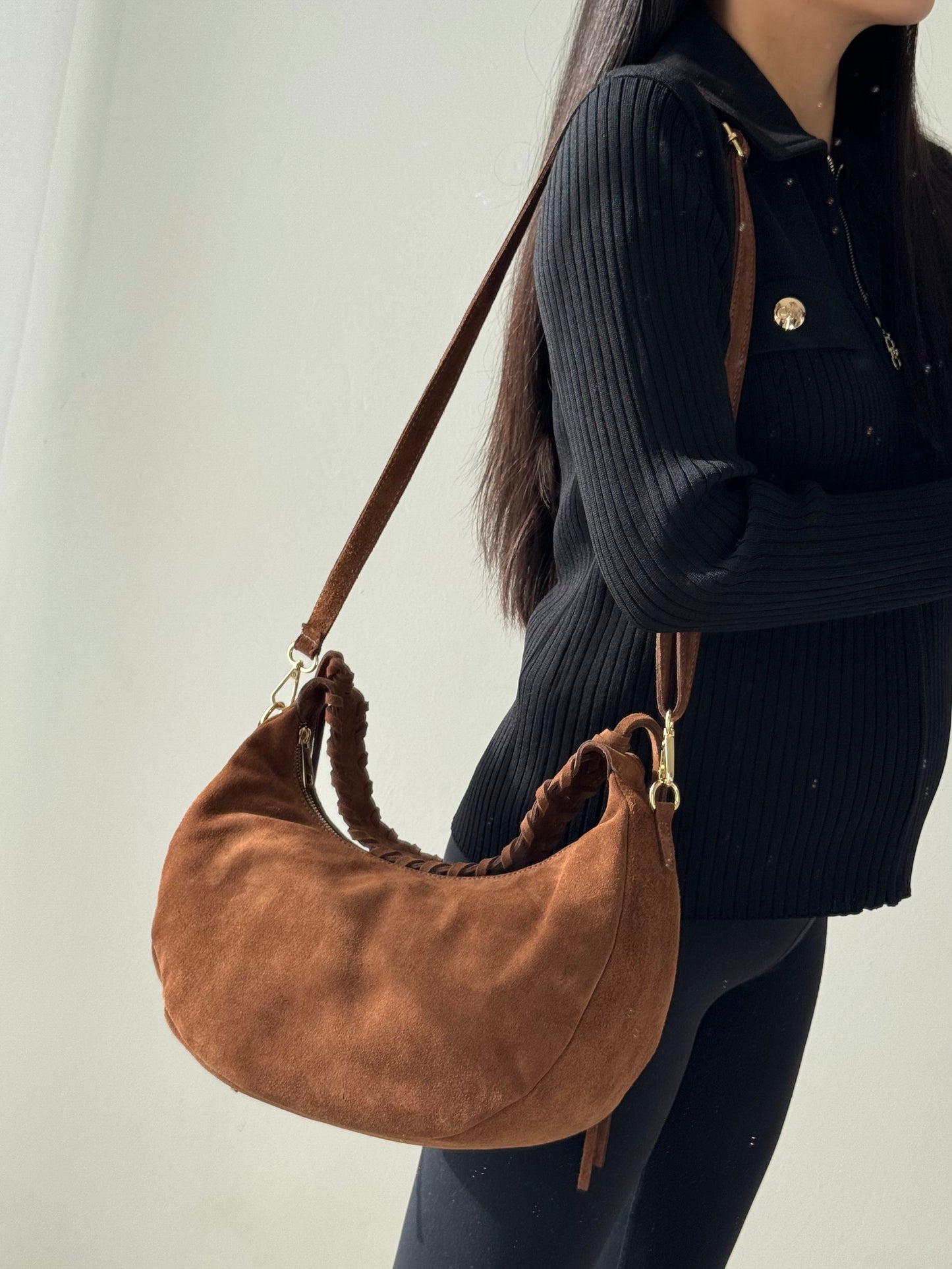 Borsa a spalla Ronda - camoscio, con tracolla lunga