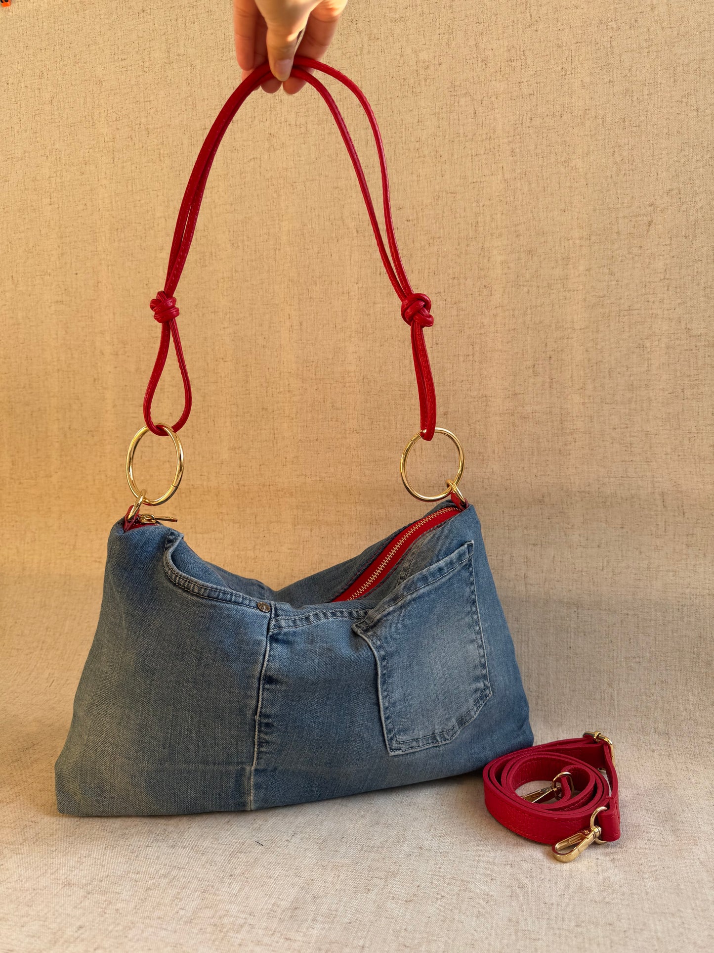 Borsa in jeans Agata - con tracolla