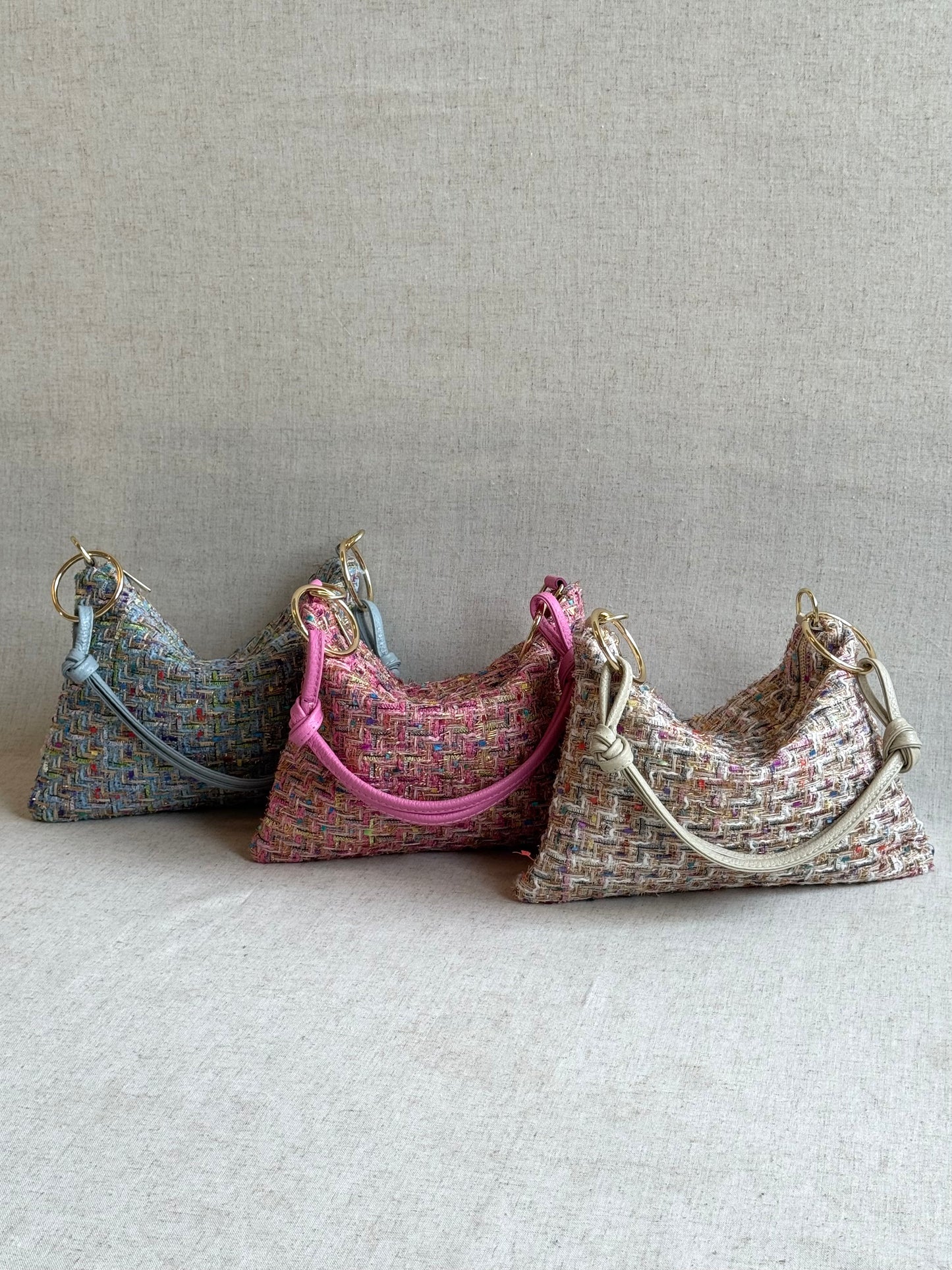 Borsa Agata - tweed, con tracolla lunga