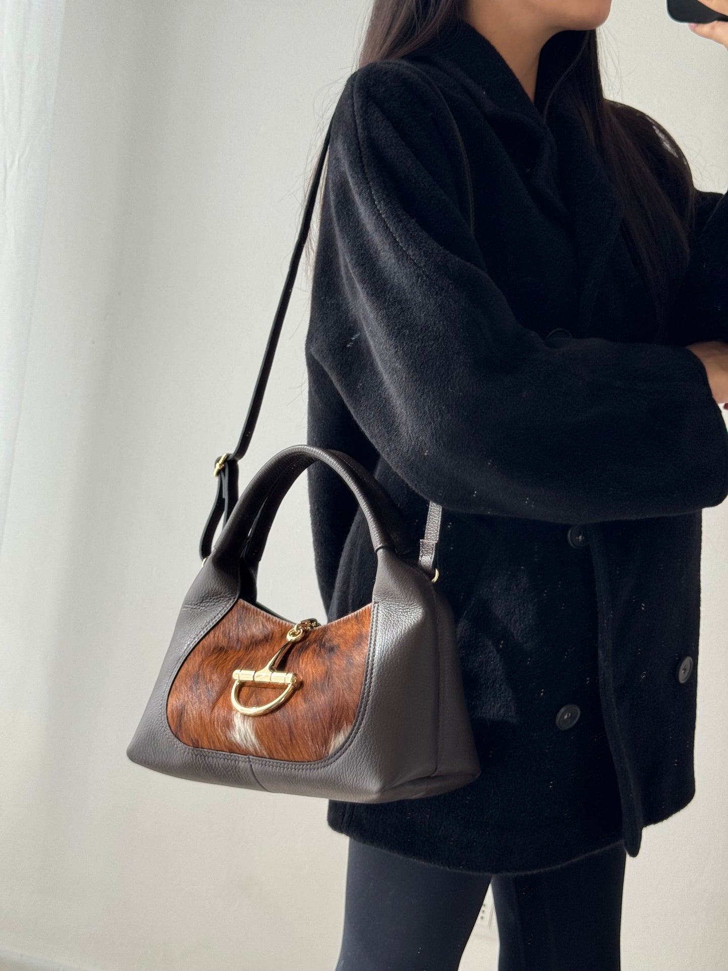 Borsa Gabriella - cavallino, con tracolla lunga
