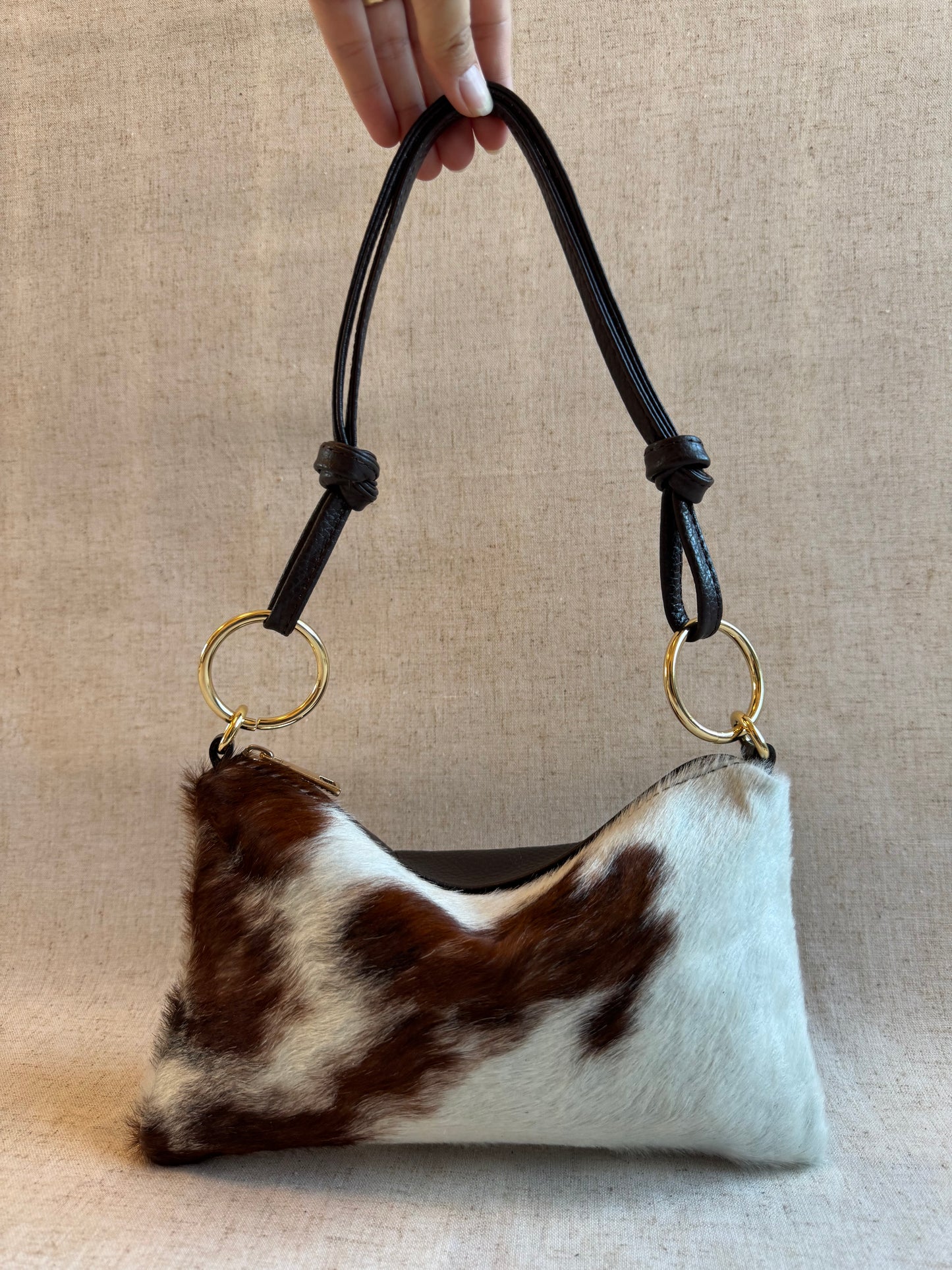 Borsa a spalla Agata - cavallino, misura piccola con tracolla lunga