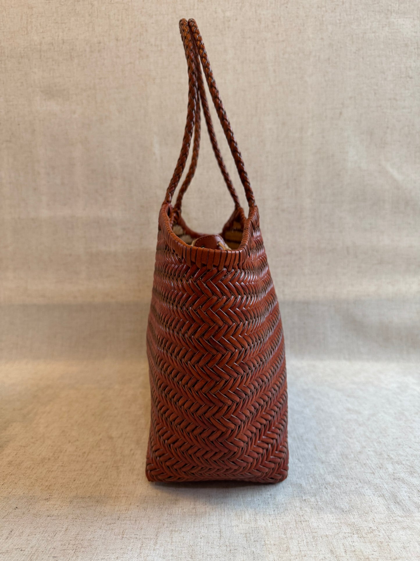 Maxi borsa a spalla Capri - misura grande, vera pelle tamponato intrecciato