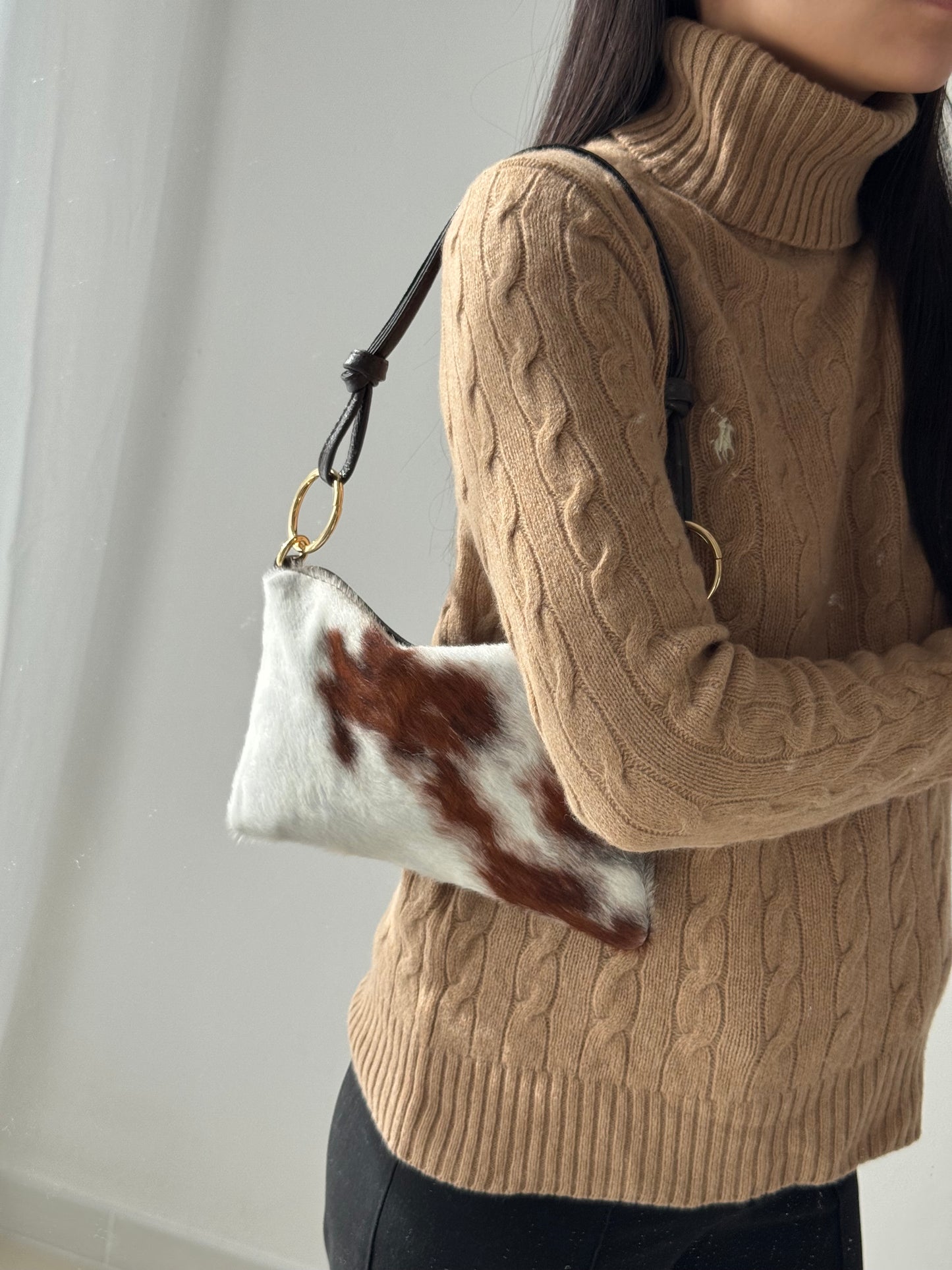 Borsa a spalla Agata - cavallino, misura piccola con tracolla lunga