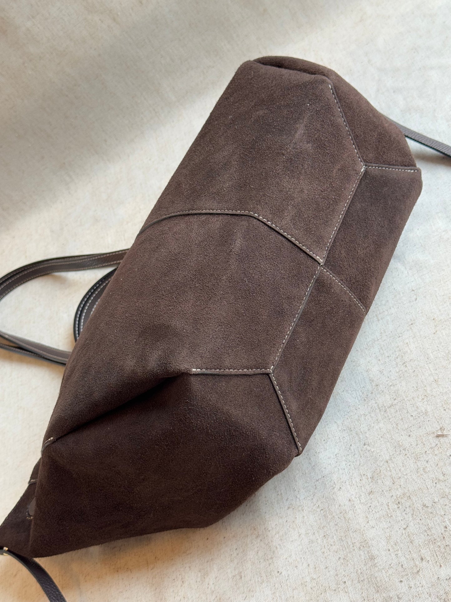 Borsa a spalla Sofia - misura grande in camoscio, con pochette