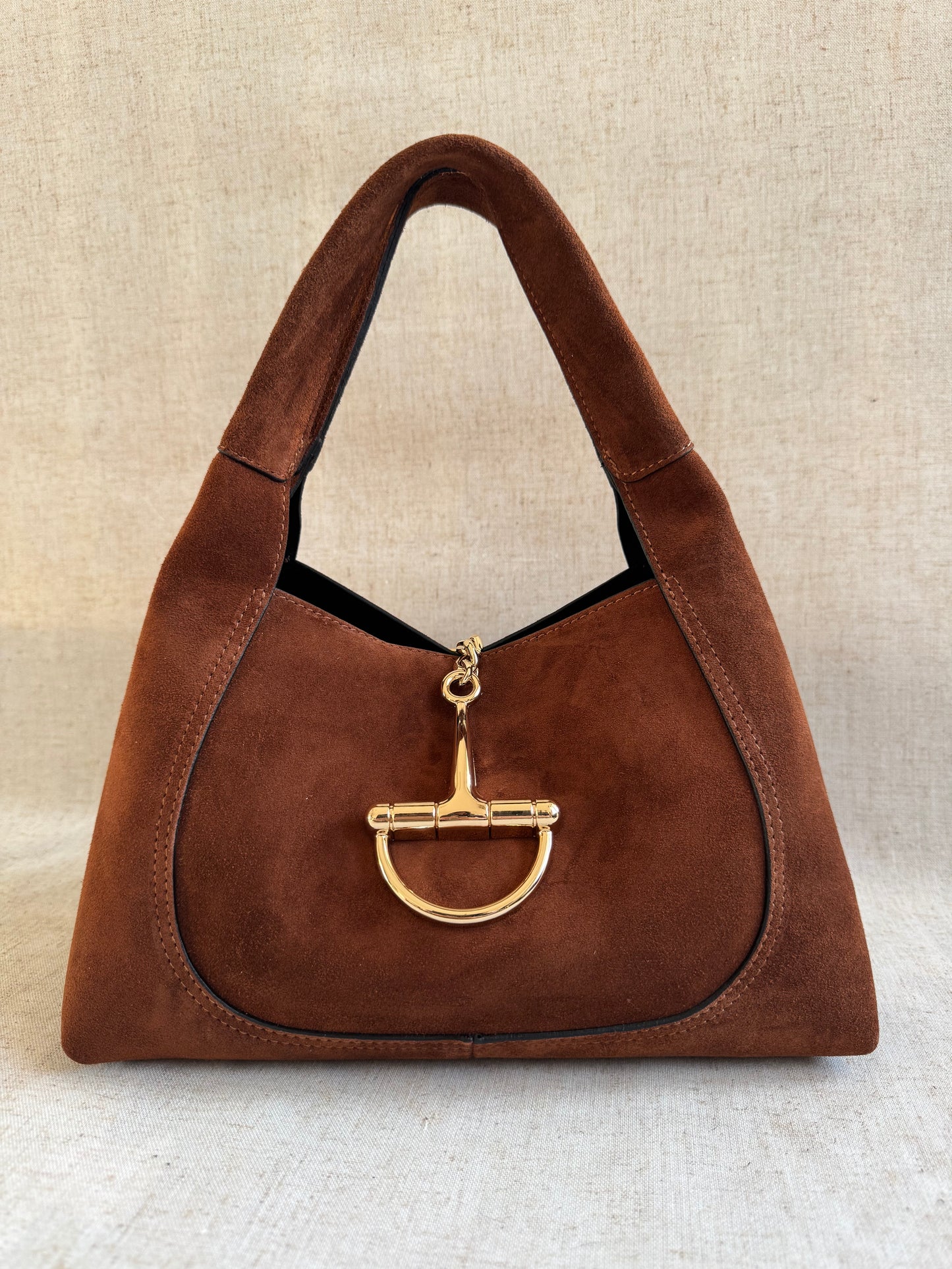 Borsa Gabriella - camoscio, misura piccola con tracolla lunga