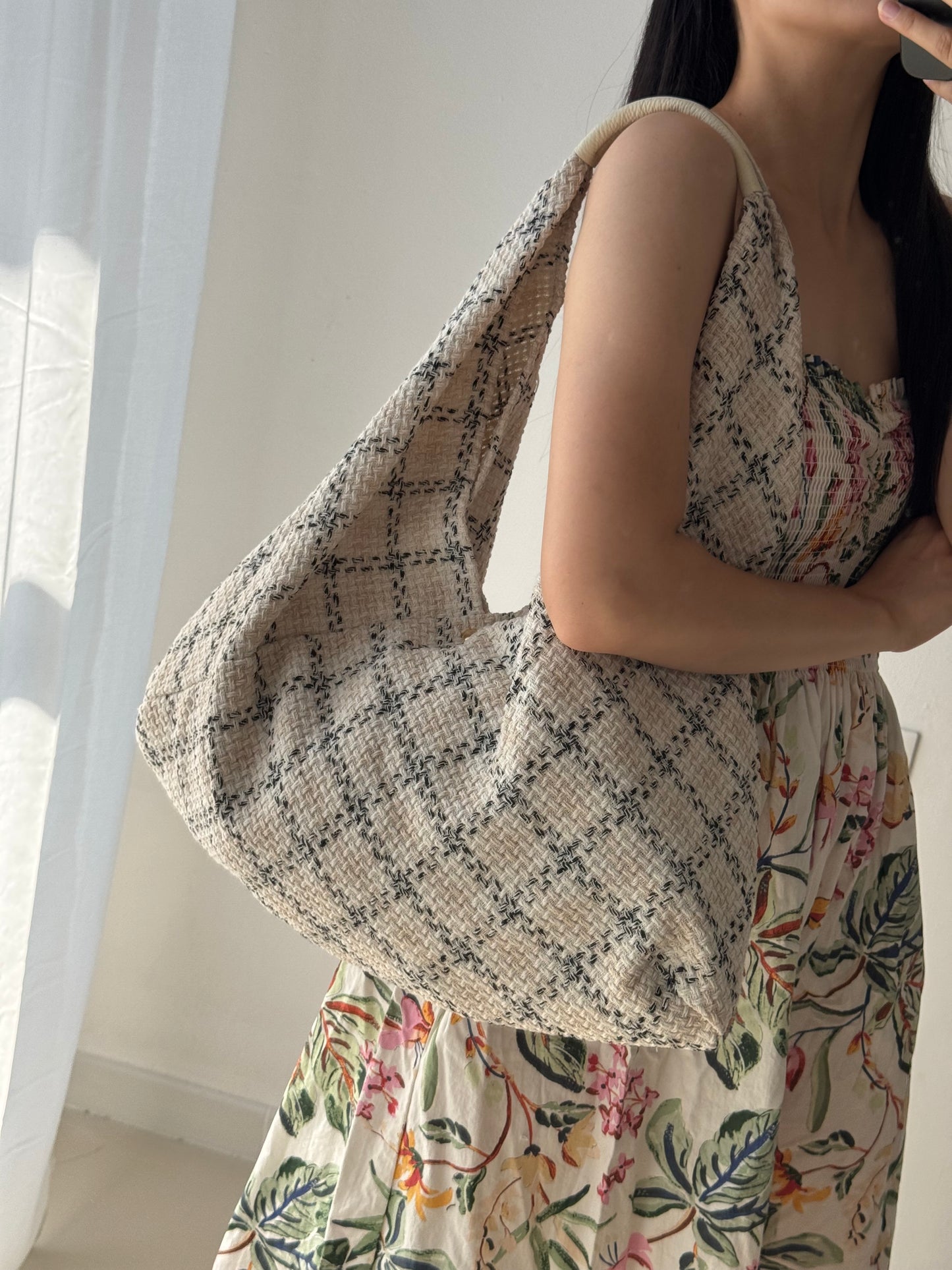 Maxi borsa a spalla Melissa in tessuto