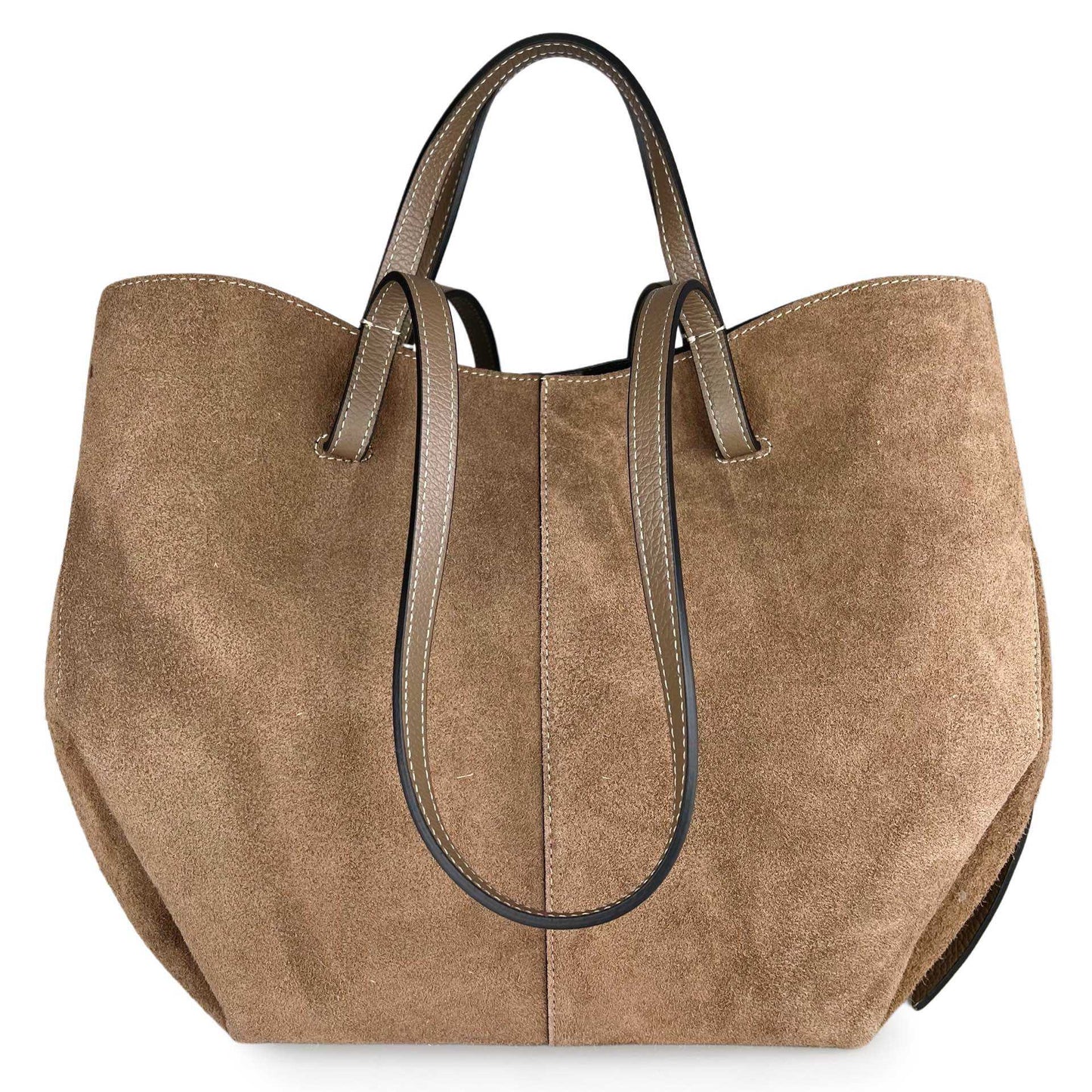 Borsa a spalla Sofia - misura grande in camoscio, con pochette