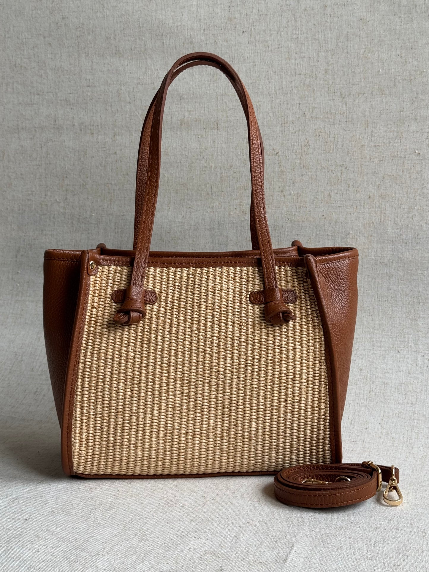 Borsa a spalla Riviera - rafia, con tracolla lunga