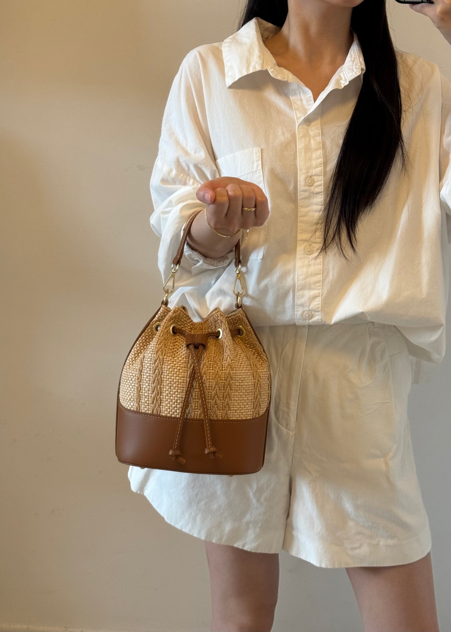 Borsa Versilia - variante 2, rafia, con tracolla