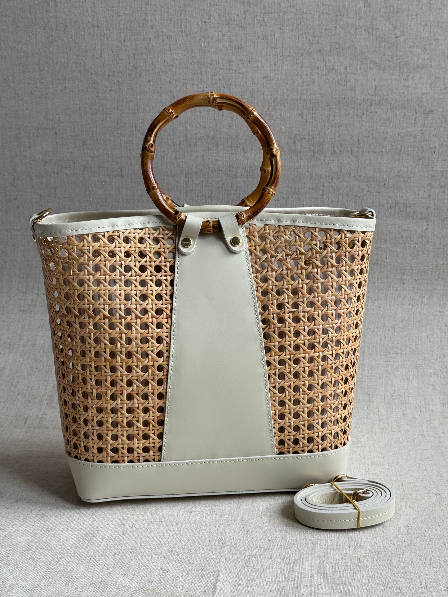 Borsa Atena - misura grande, paglia di Vienna, con tracolla lunga e pochette