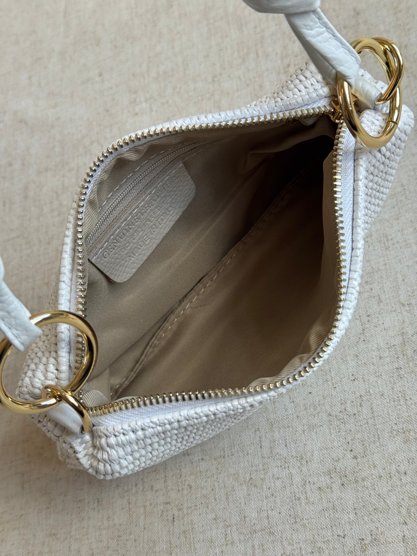 Borsa a spalla Agata - rafia, misura piccola, con tracolla lunga