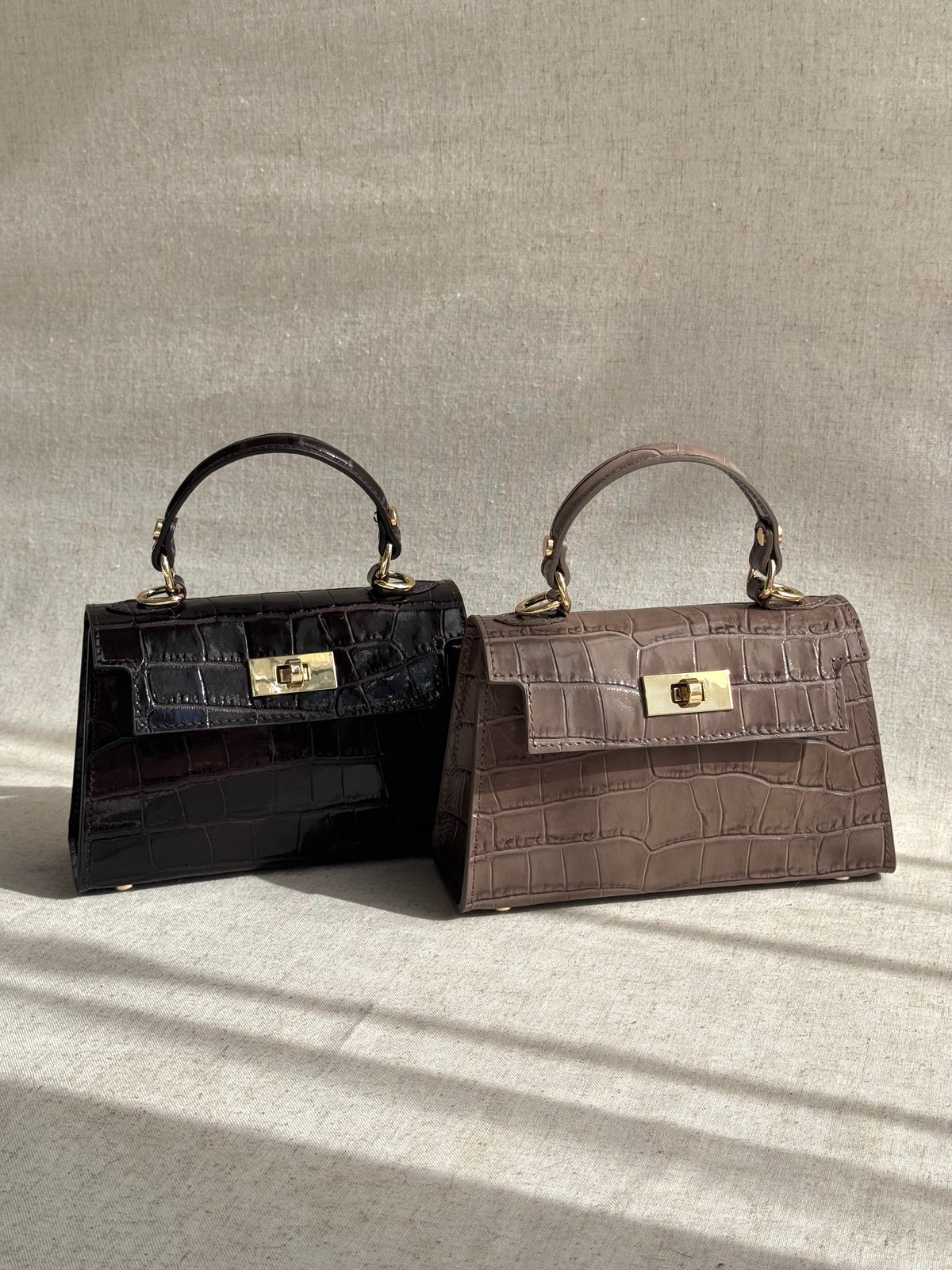 Borsa Kelly - stampa coccodrillo, con tracolla lunga