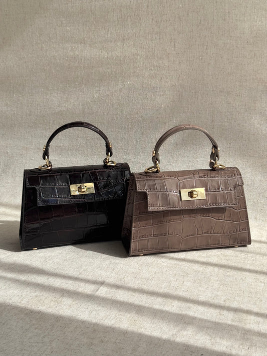 Borsa Kelly - stampa coccodrillo, con tracolla lunga