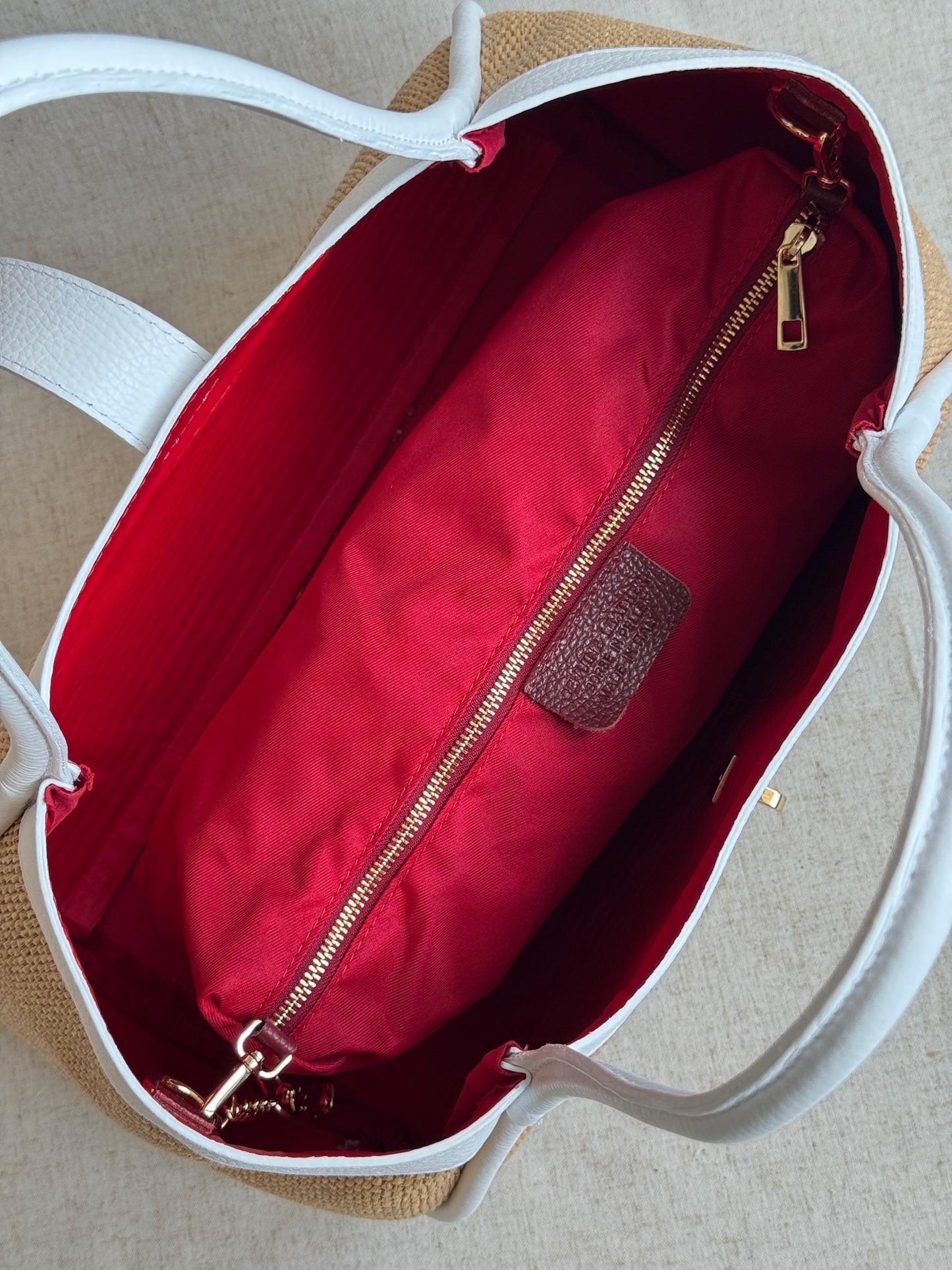 Maxi borsa Carla - rafia, con pochette e tracolla