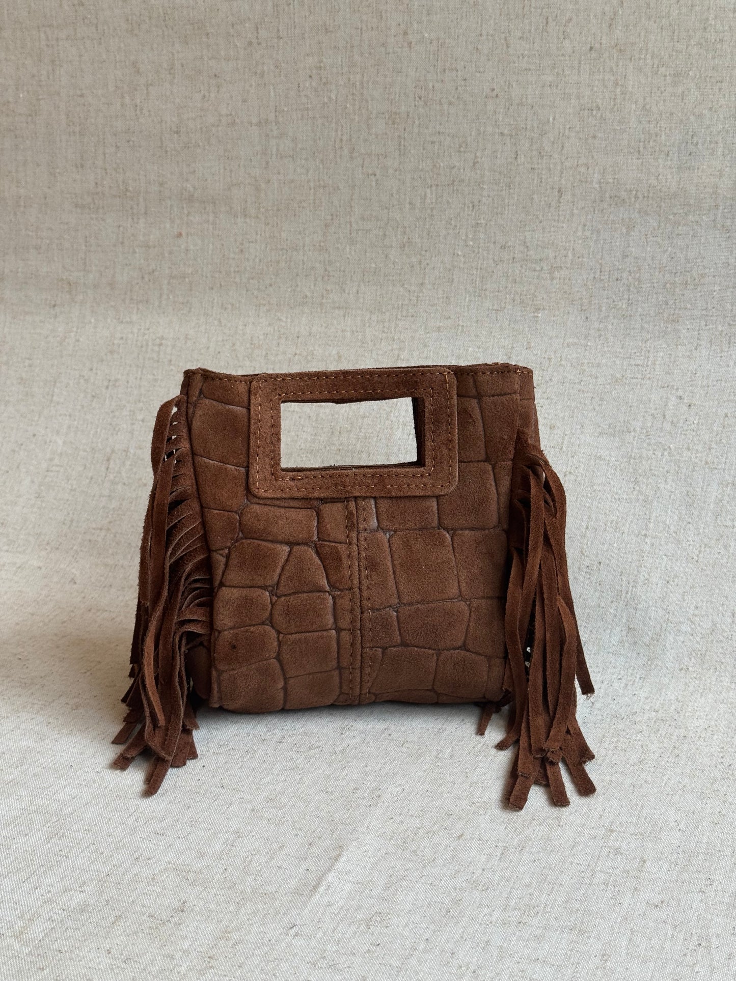 Borsa Riri - stampa coccodrillo, misura piccola, con tracolla lunga