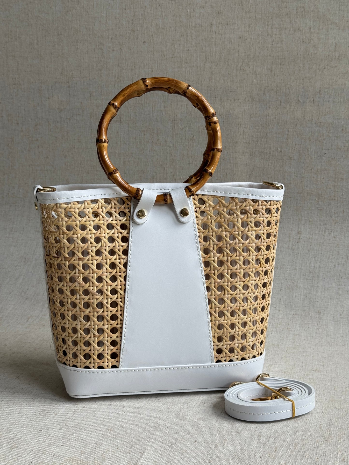 Borsa Atena - misura piccola, paglia di Vienna, con tracolla e pochette