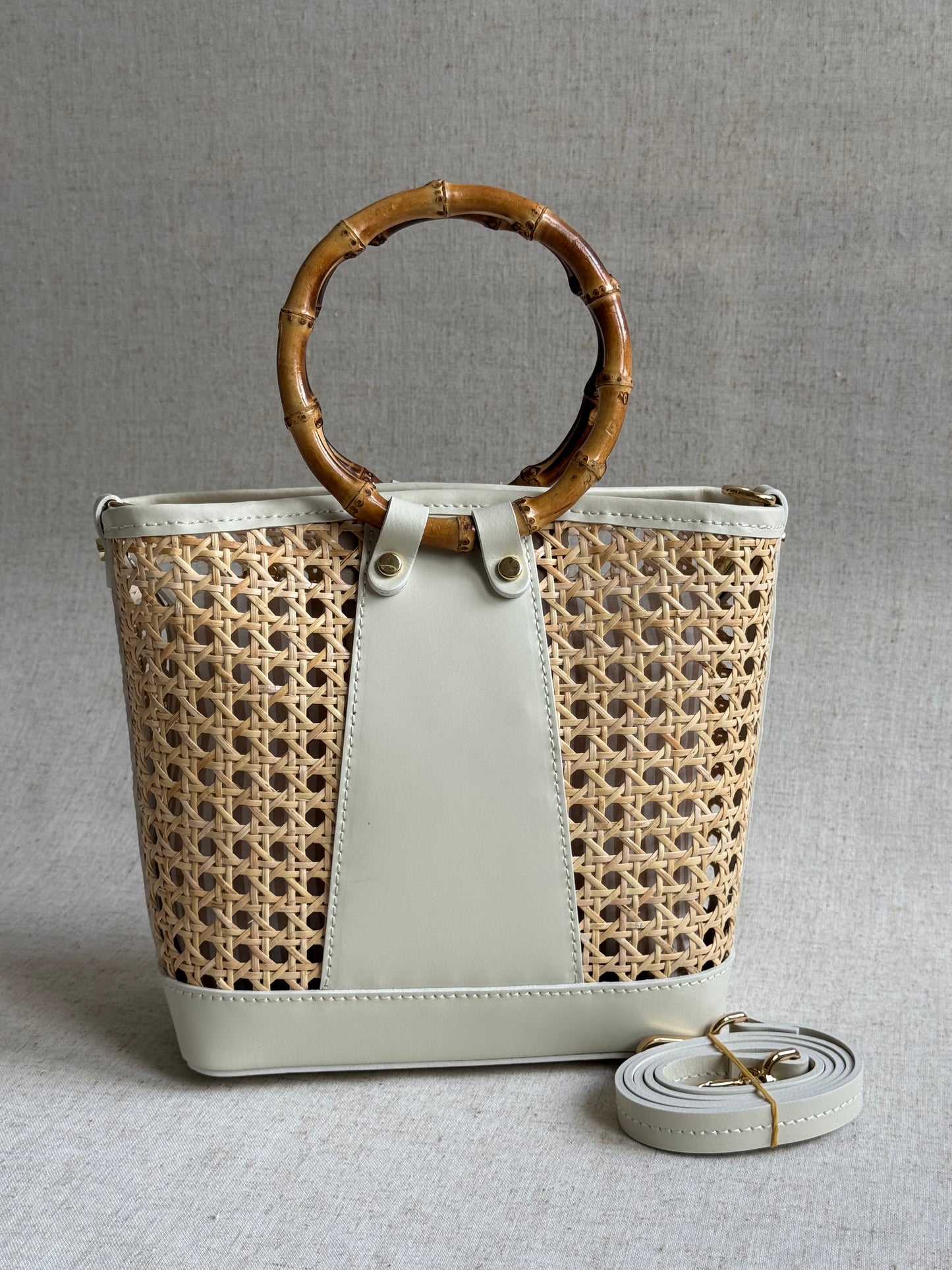 Borsa Atena - misura piccola, paglia di Vienna, con tracolla e pochette