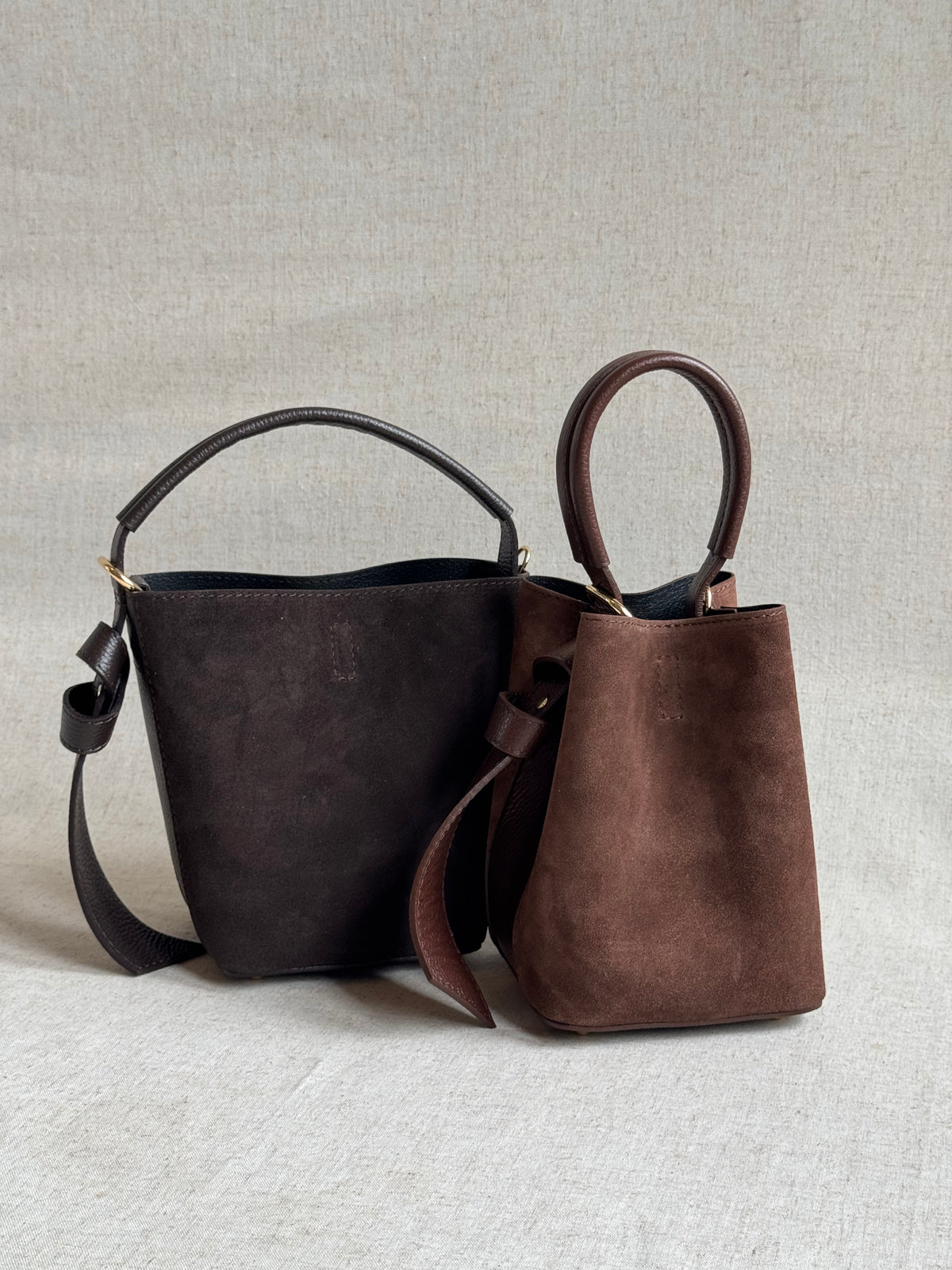 Borsa Vittoria - camoscio, con pochette e tracolla lunga