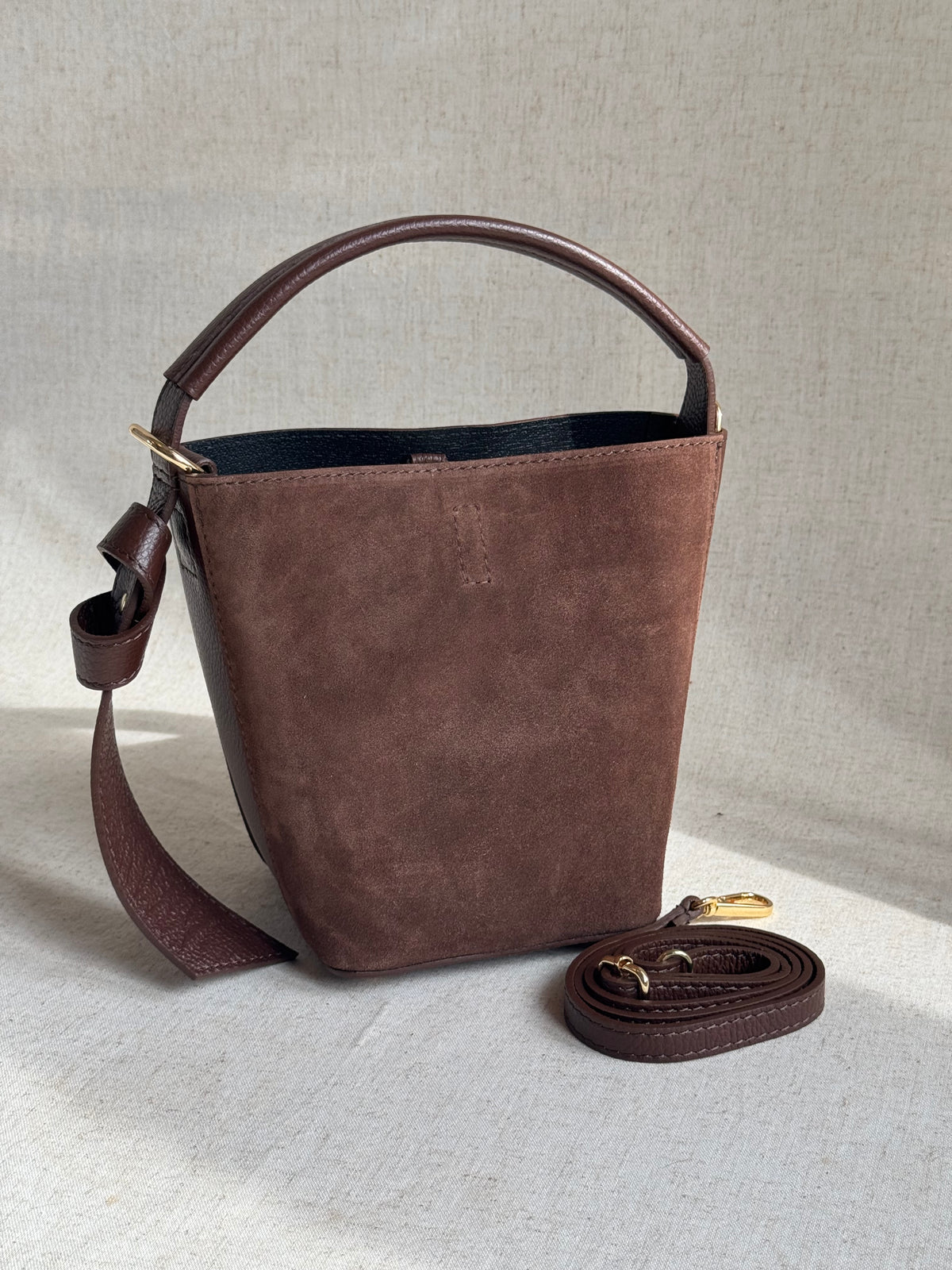 Borsa Vittoria - camoscio, con pochette e tracolla lunga