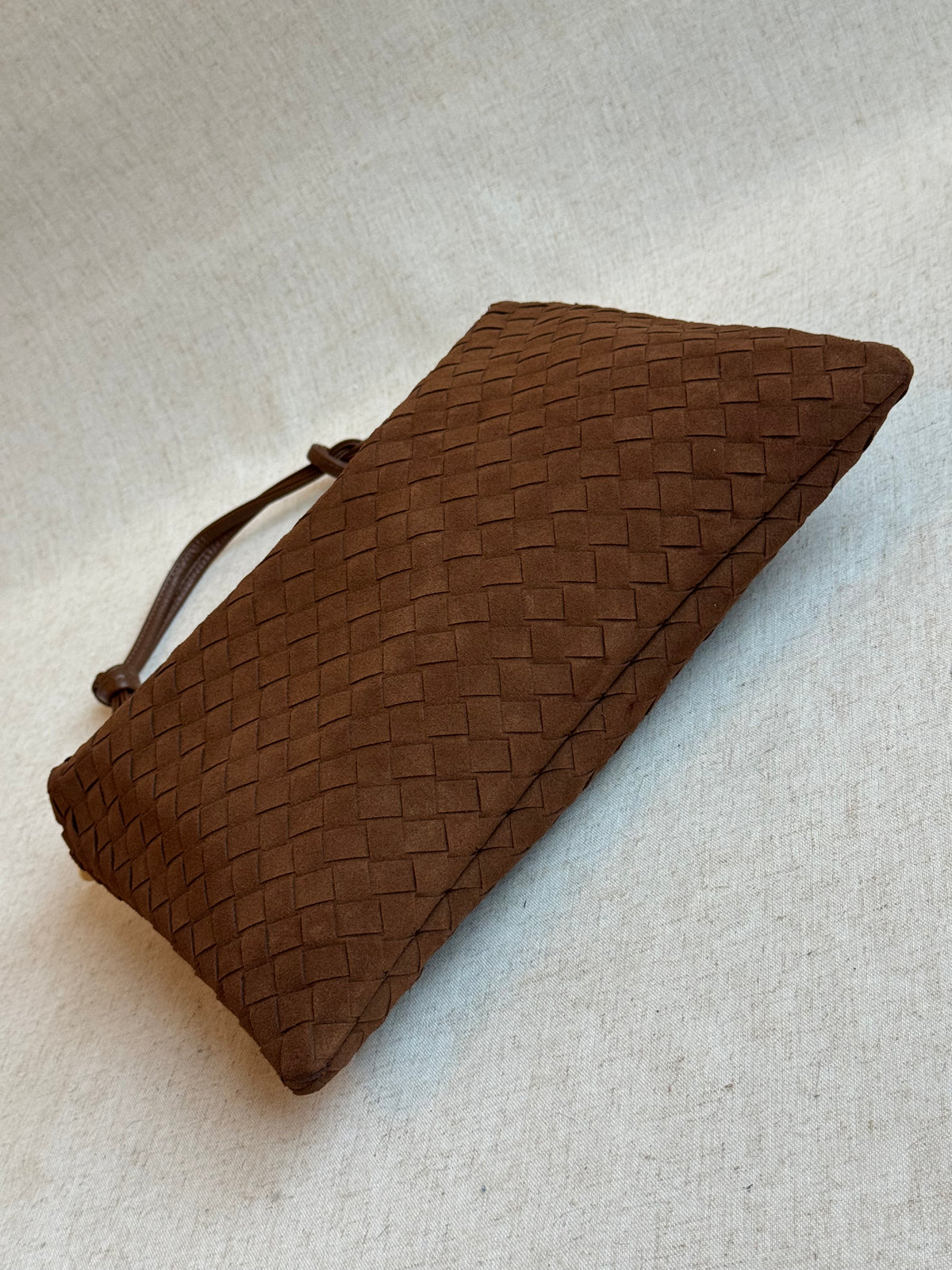 Borsa Agata - camoscio, intrecciato, con tracolla lunga