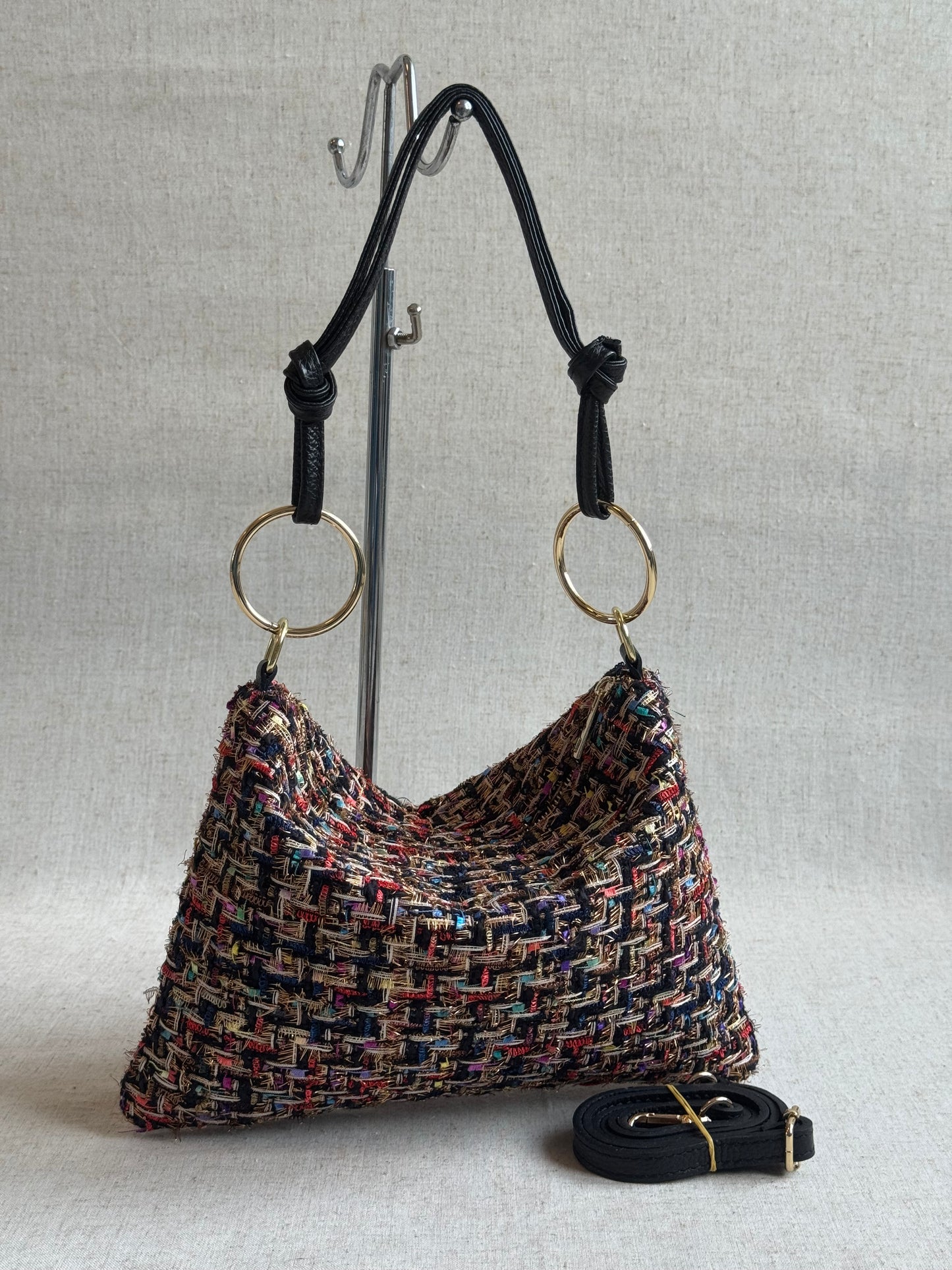 Borsa Agata - tweed, con tracolla lunga