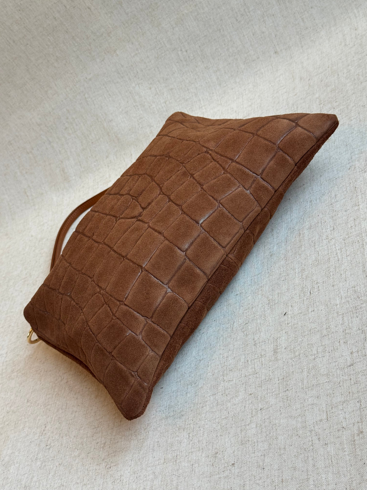 Borsa Agata - camoscio, stampa coccodrillo, con tracolla lunga