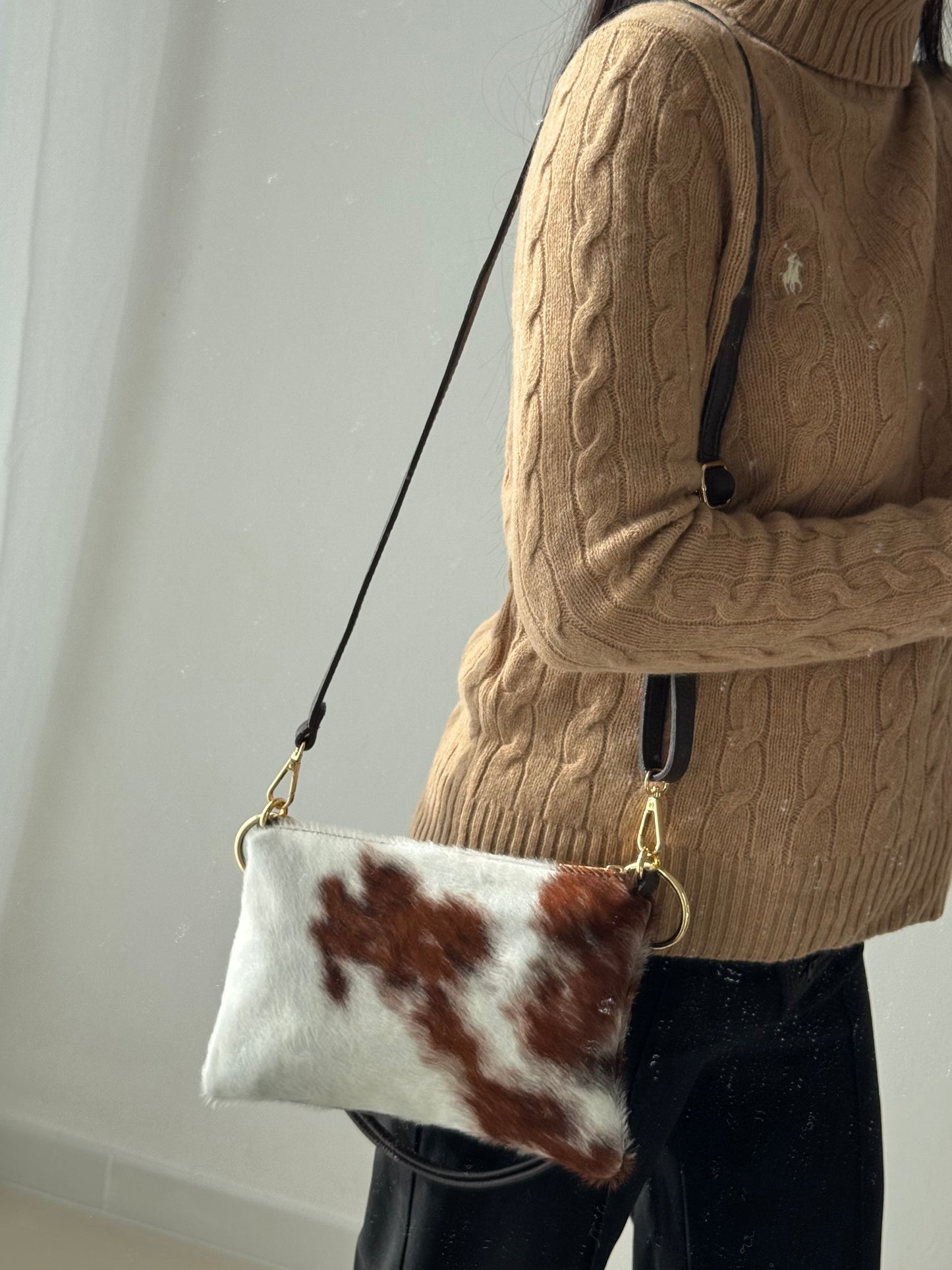 Borsa a spalla Agata - cavallino, misura piccola con tracolla lunga