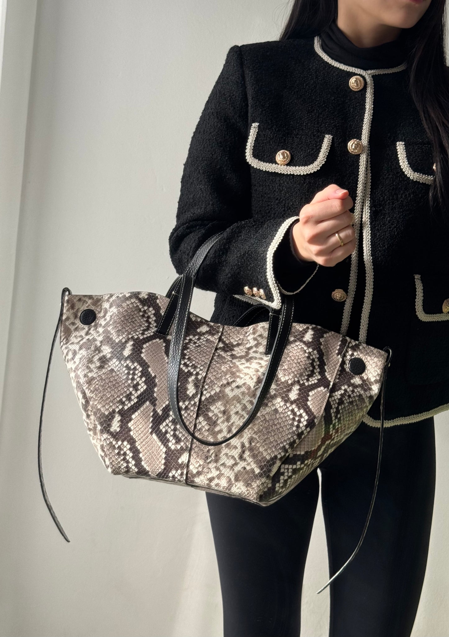 Borsa a spalla Sofia - pitonato, misura piccola con pochette