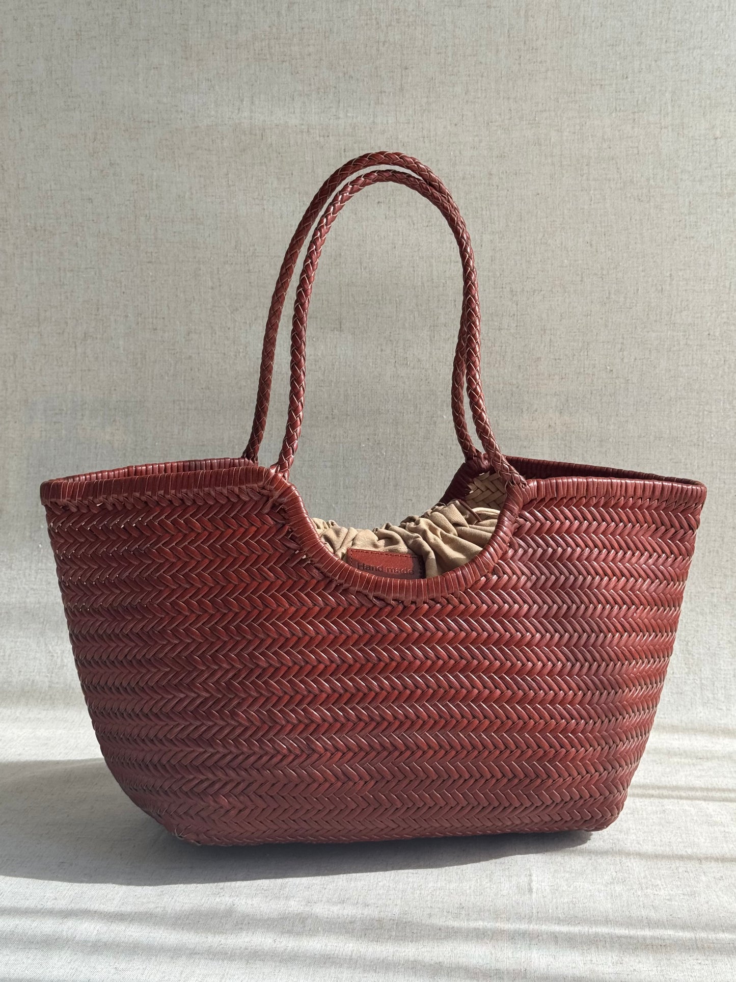 Borsa a spalla Capri - misura grande, vera pelle tamponato intrecciato