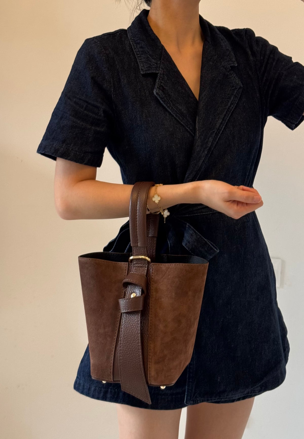 Borsa Vittoria - camoscio, con pochette e tracolla lunga