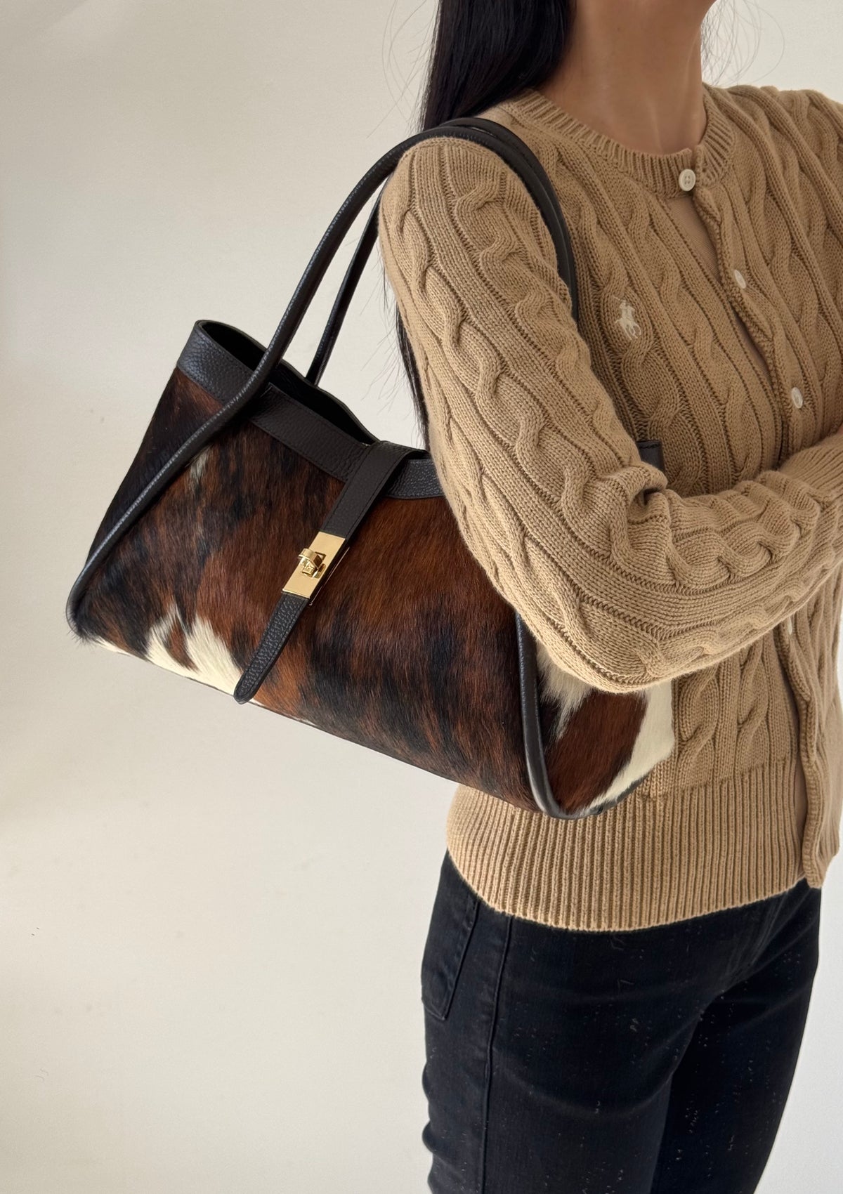 Borsa Carla - cavallino, con tracolla lunga