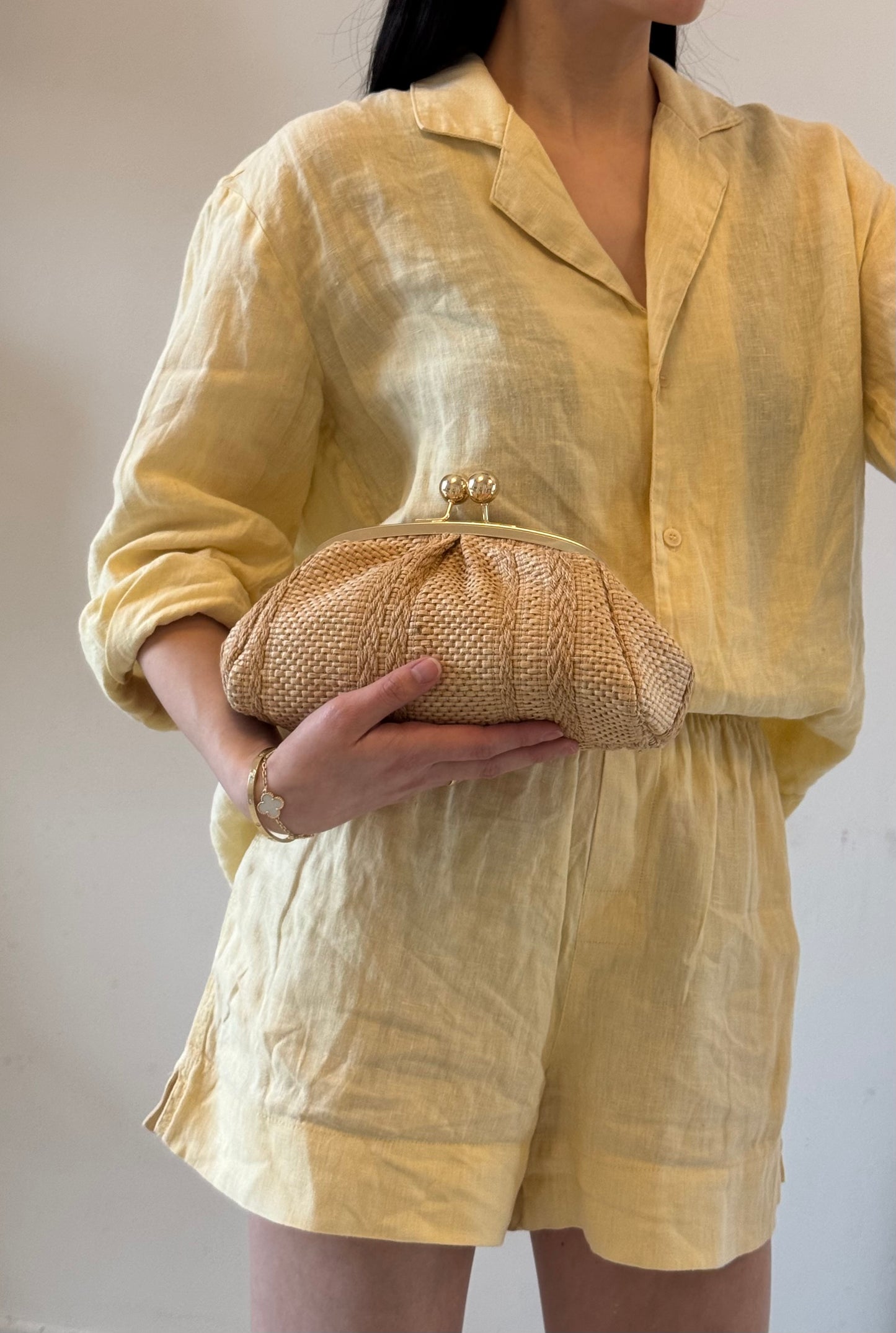 Pochette Raffy - rafia, con tracolla lunga