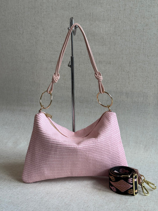 Borsa Agata - rafia, misura grande, con tracolla lunga