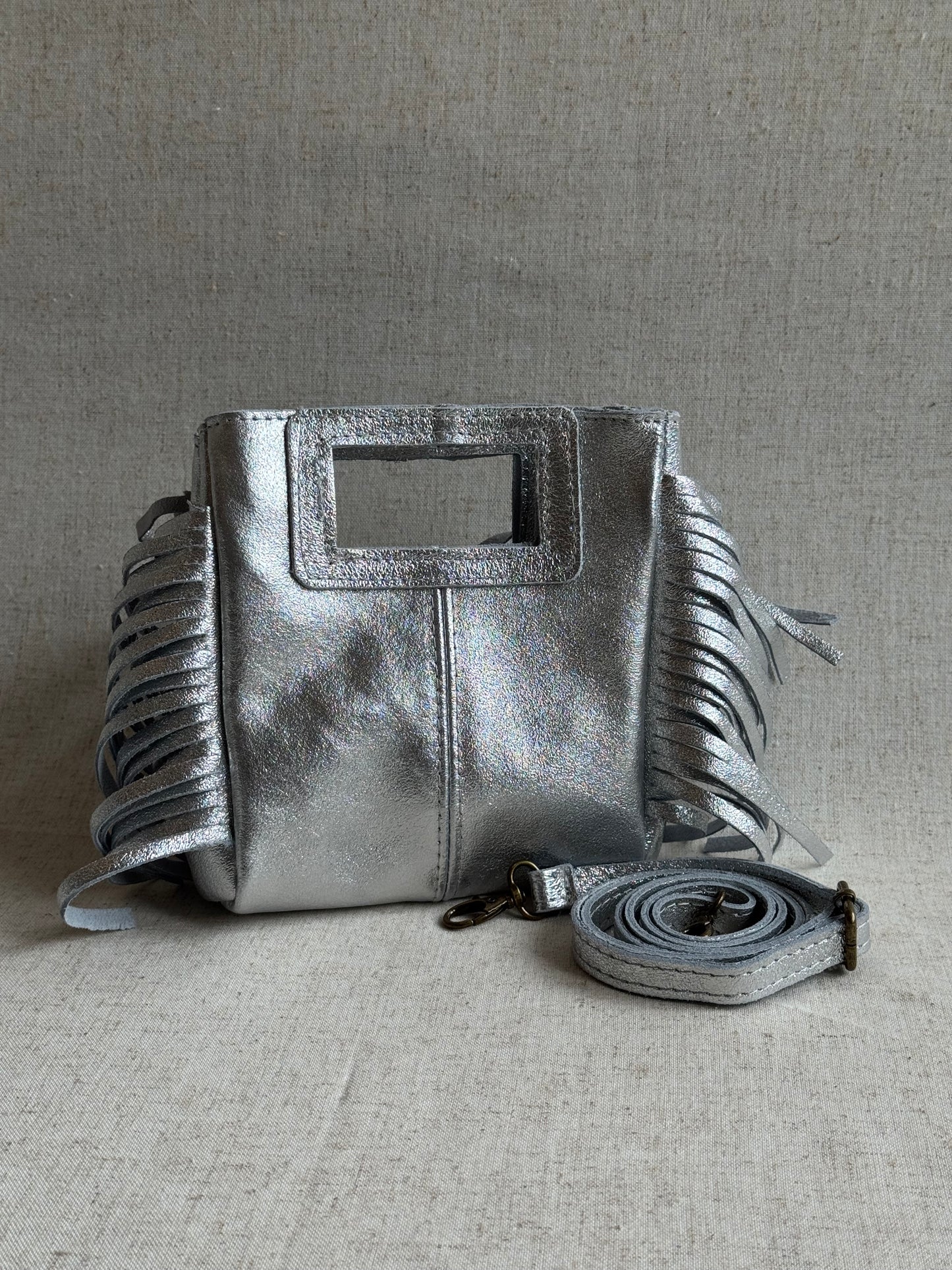 Borsa Riri - laminato, misura piccola, con tracolla lunga