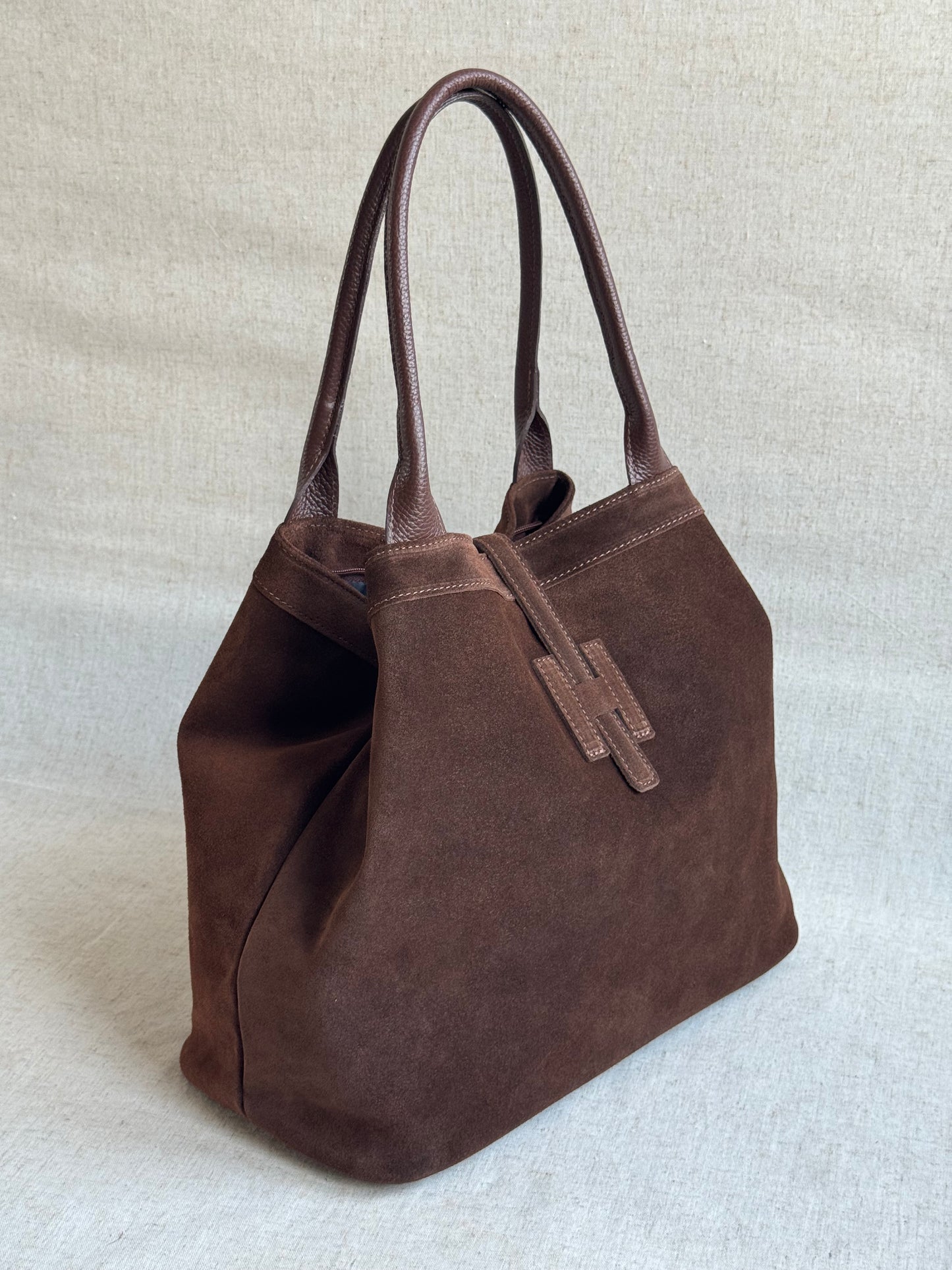 Maxi borsa Holo - camoscio, con tracolla lunga