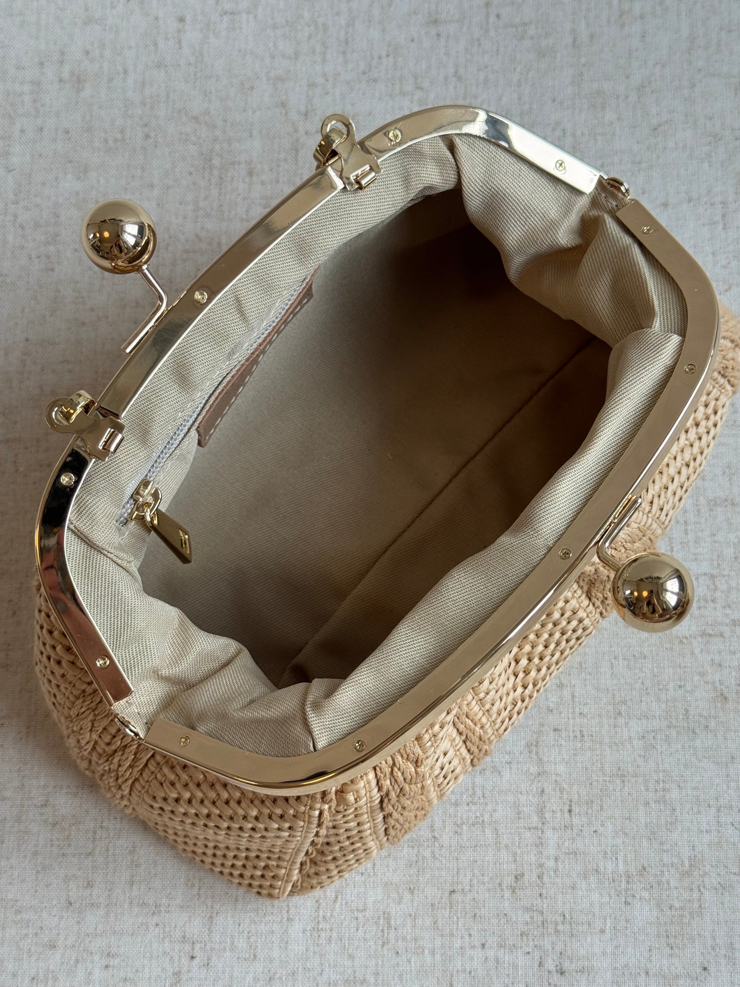 Pochette Raffy - rafia, con tracolla lunga