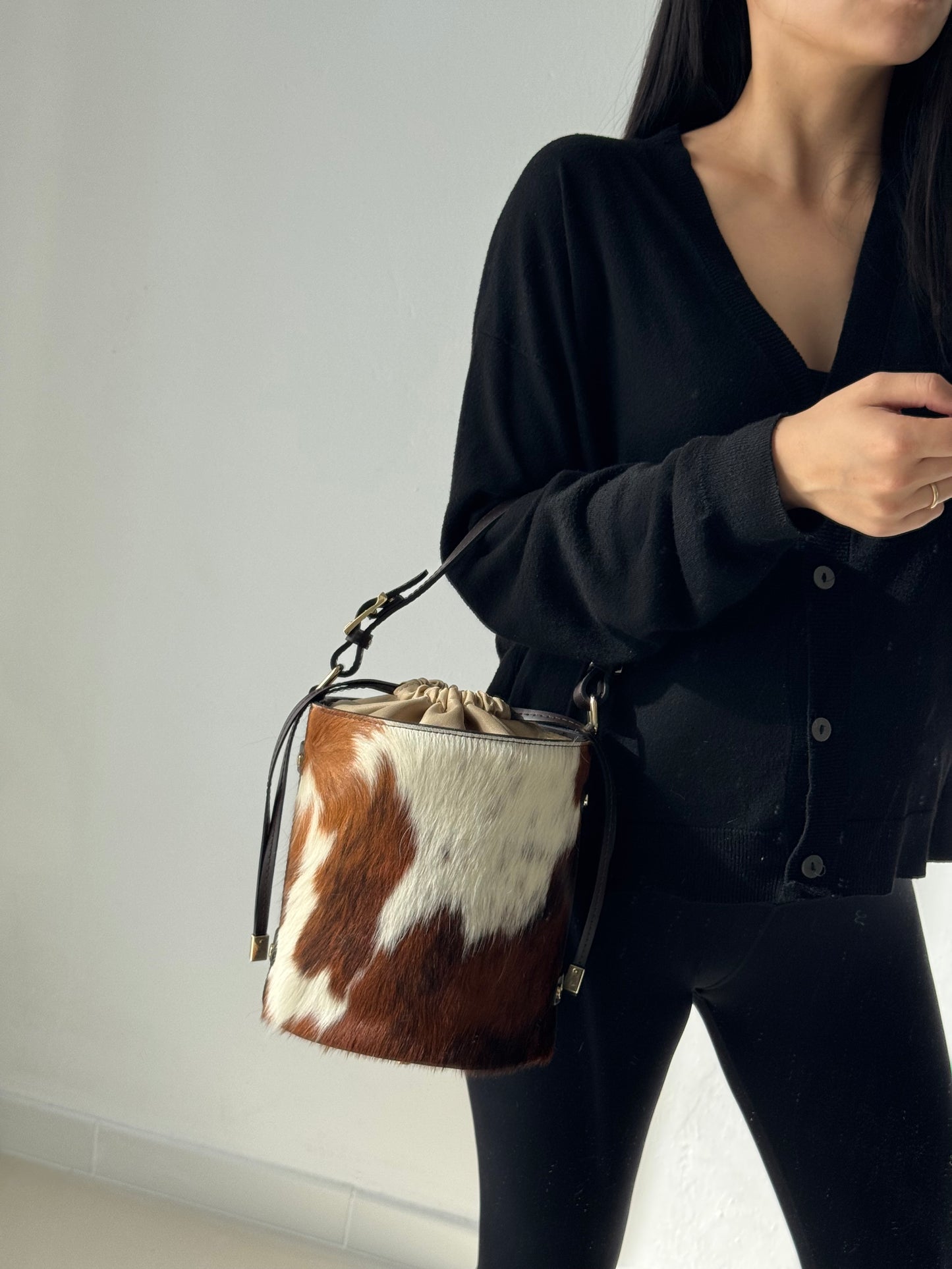 Borsa a spalla Ophelia - cavallino, con tracolla lunga