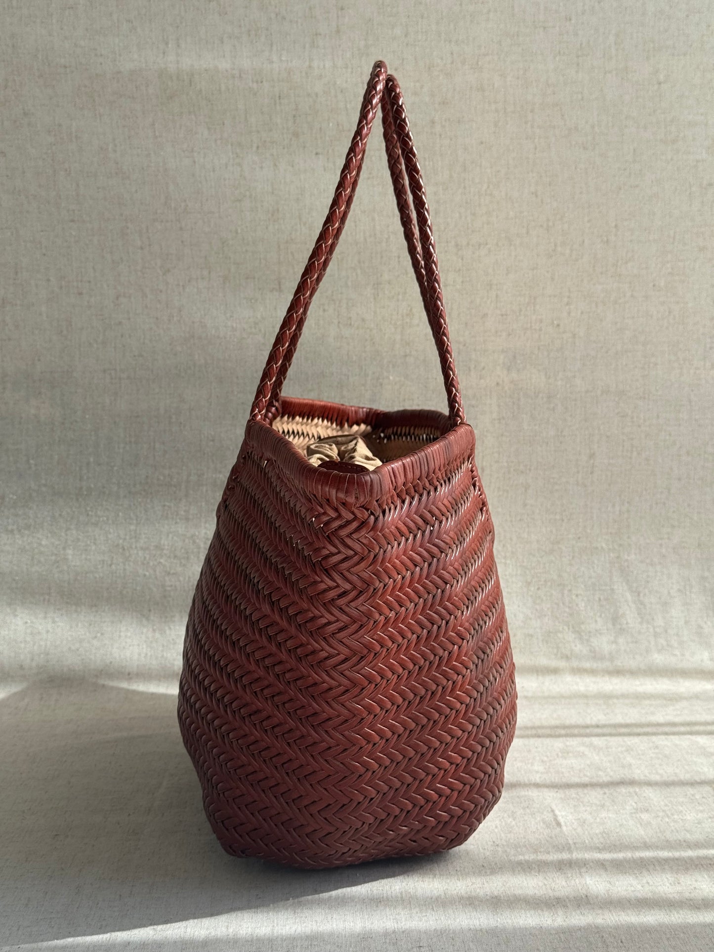 Borsa a spalla Capri - misura grande, vera pelle tamponato intrecciato