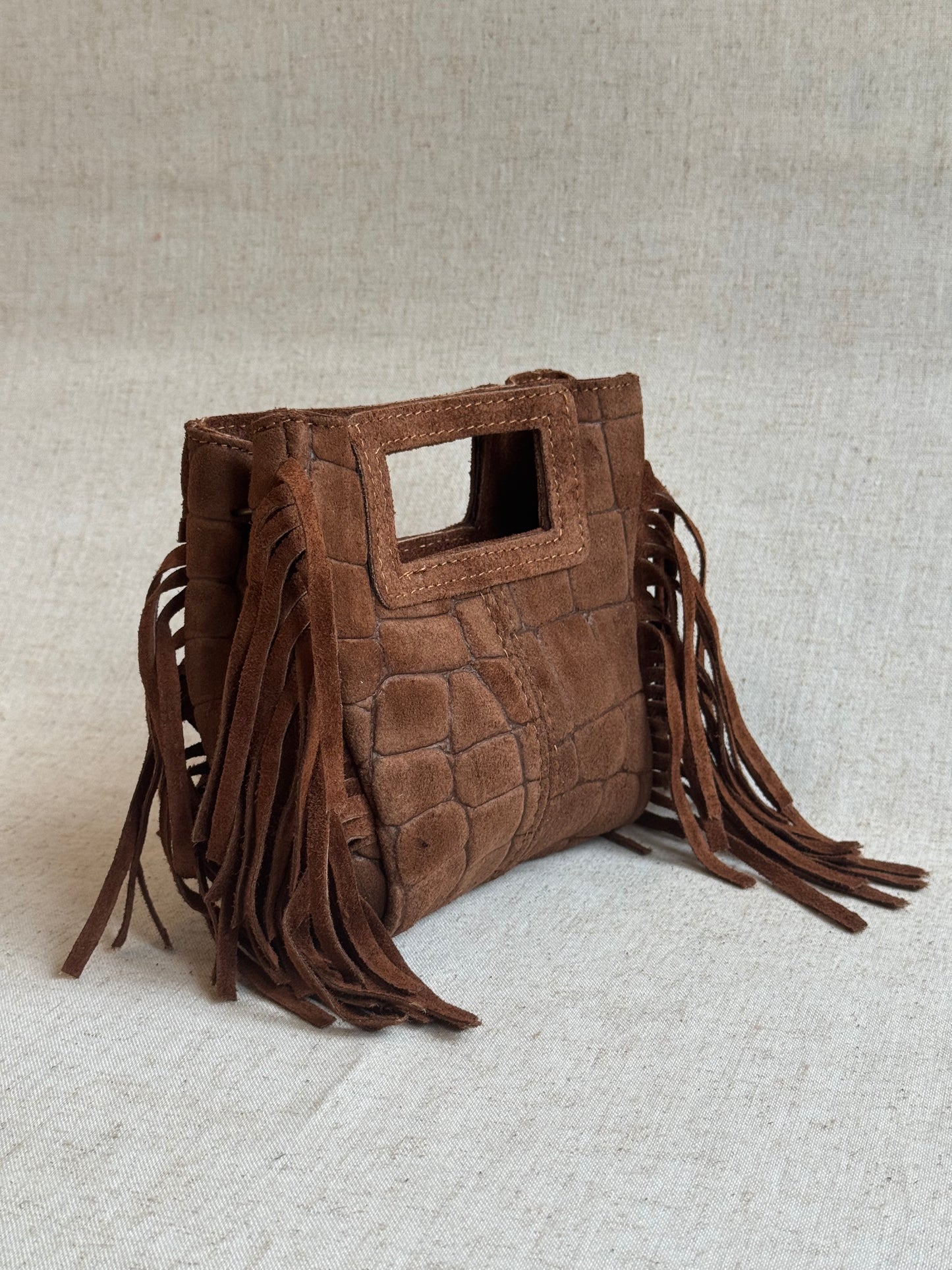 Borsa Riri - stampa coccodrillo, misura piccola, con tracolla lunga